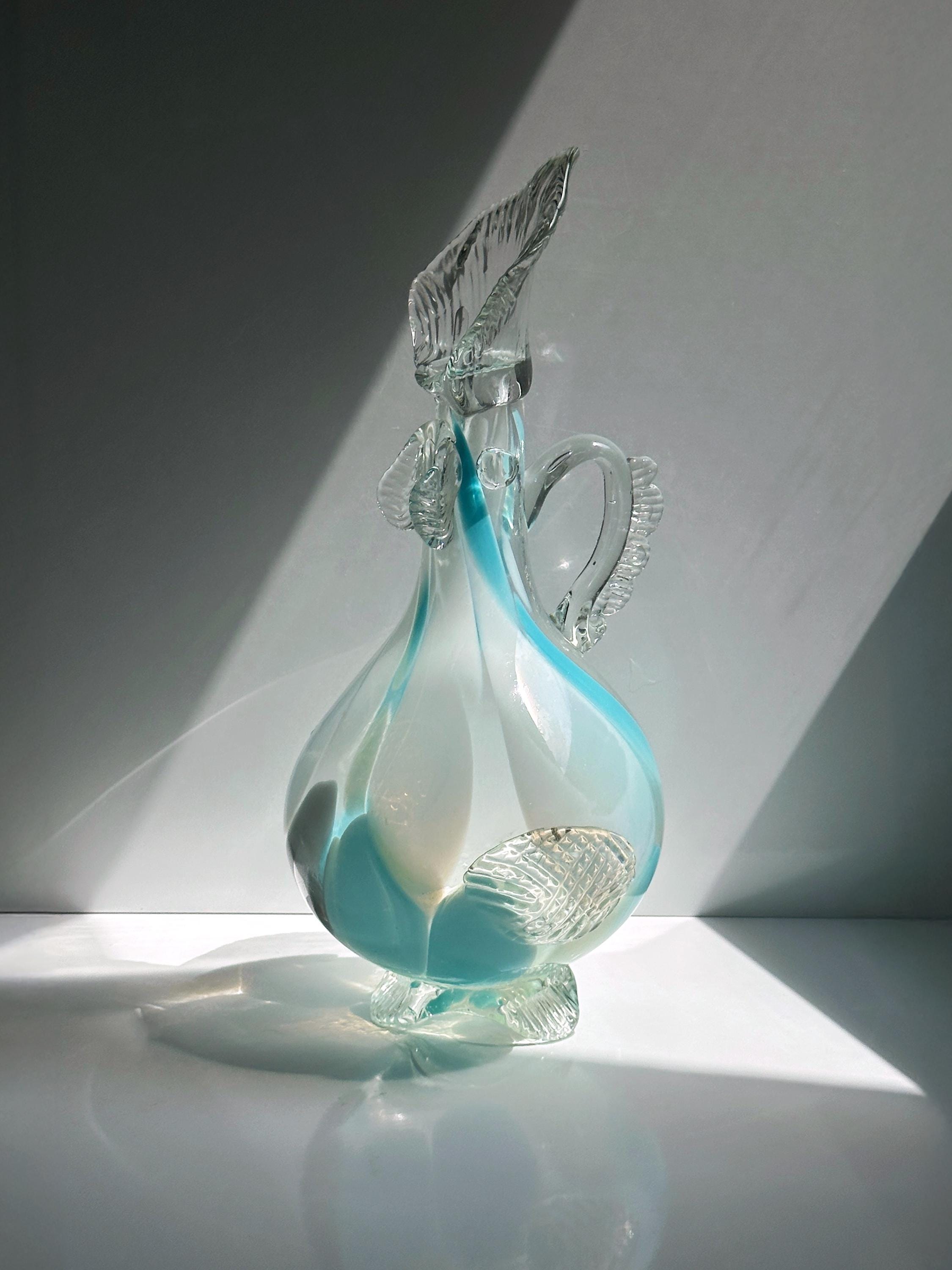 Vintage Vase Muranoglas Blau 1970er Jahre