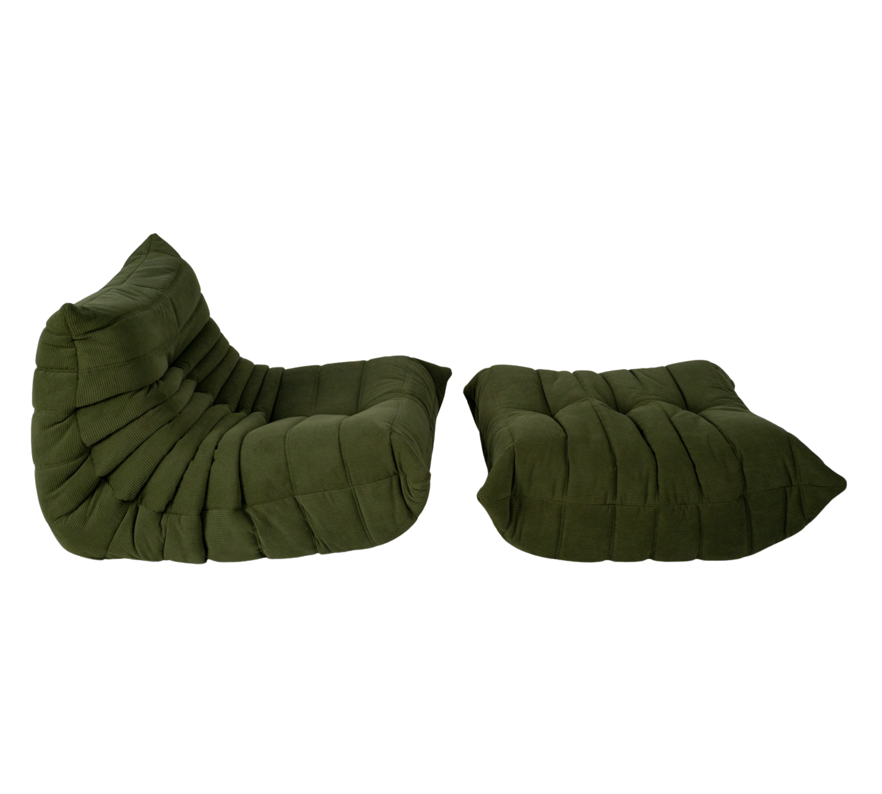 Togo Sessel und Ottoman Set Cord Lodengrün