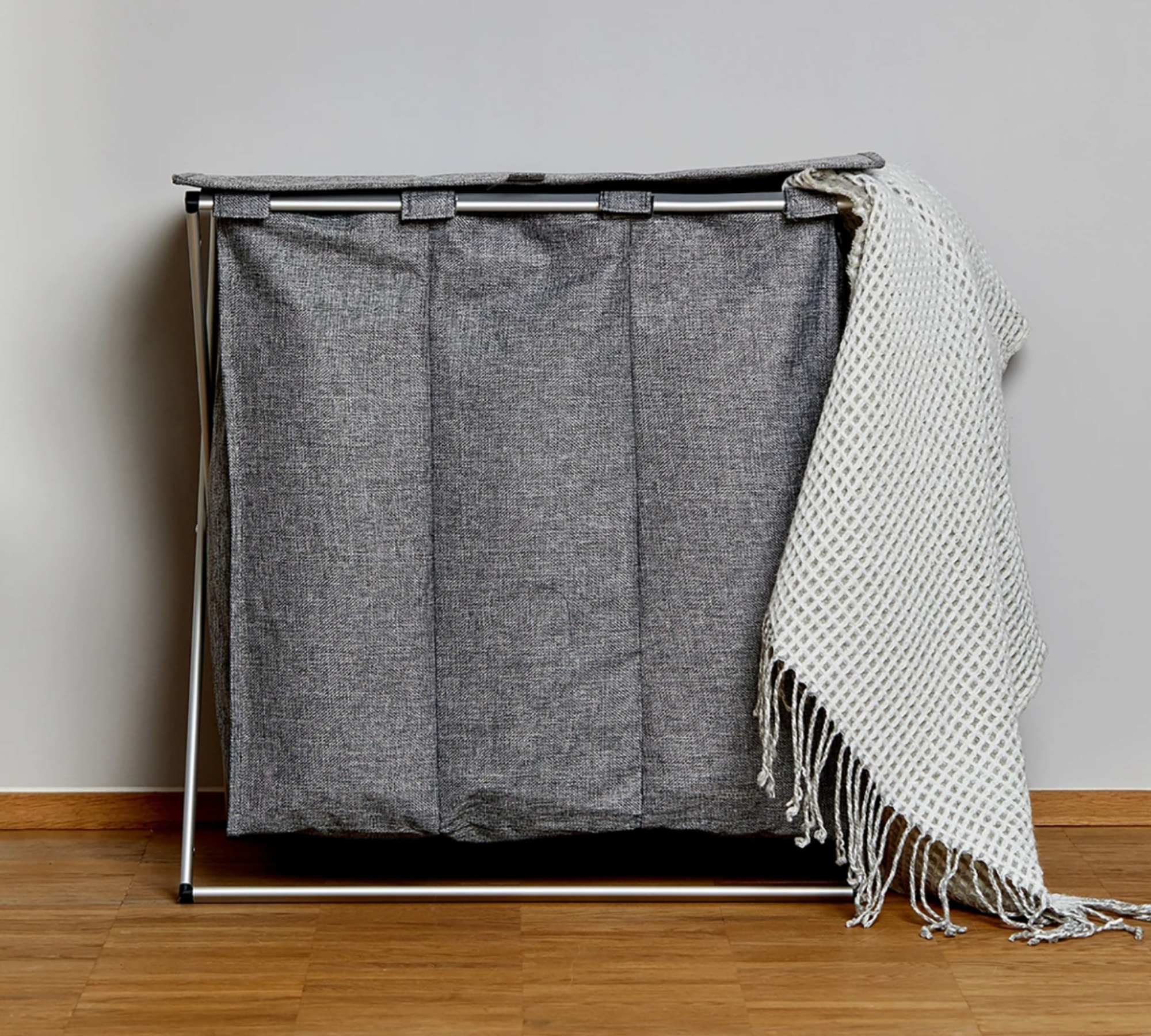 Wäschekorb Aluminium Textil Grau