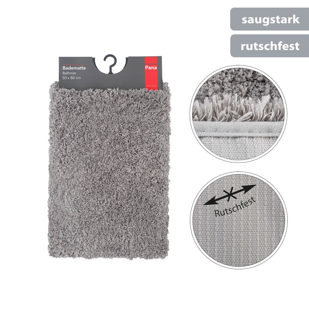 Flauschige Hochflor Badematte Grau