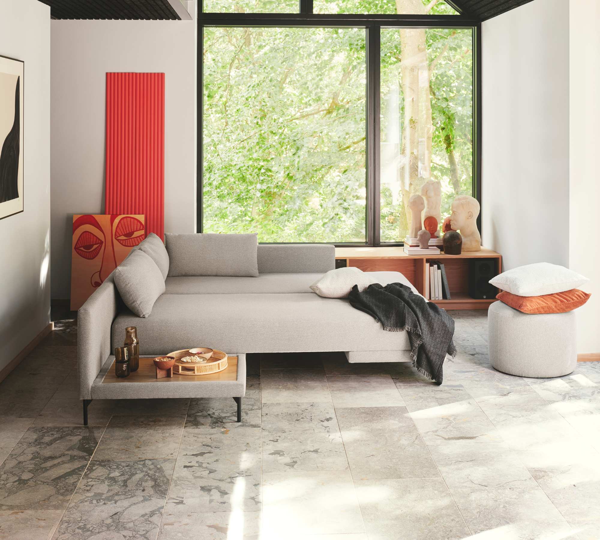 Vivica Schlafsofa Récamiere Rechts Velours Matt Beige