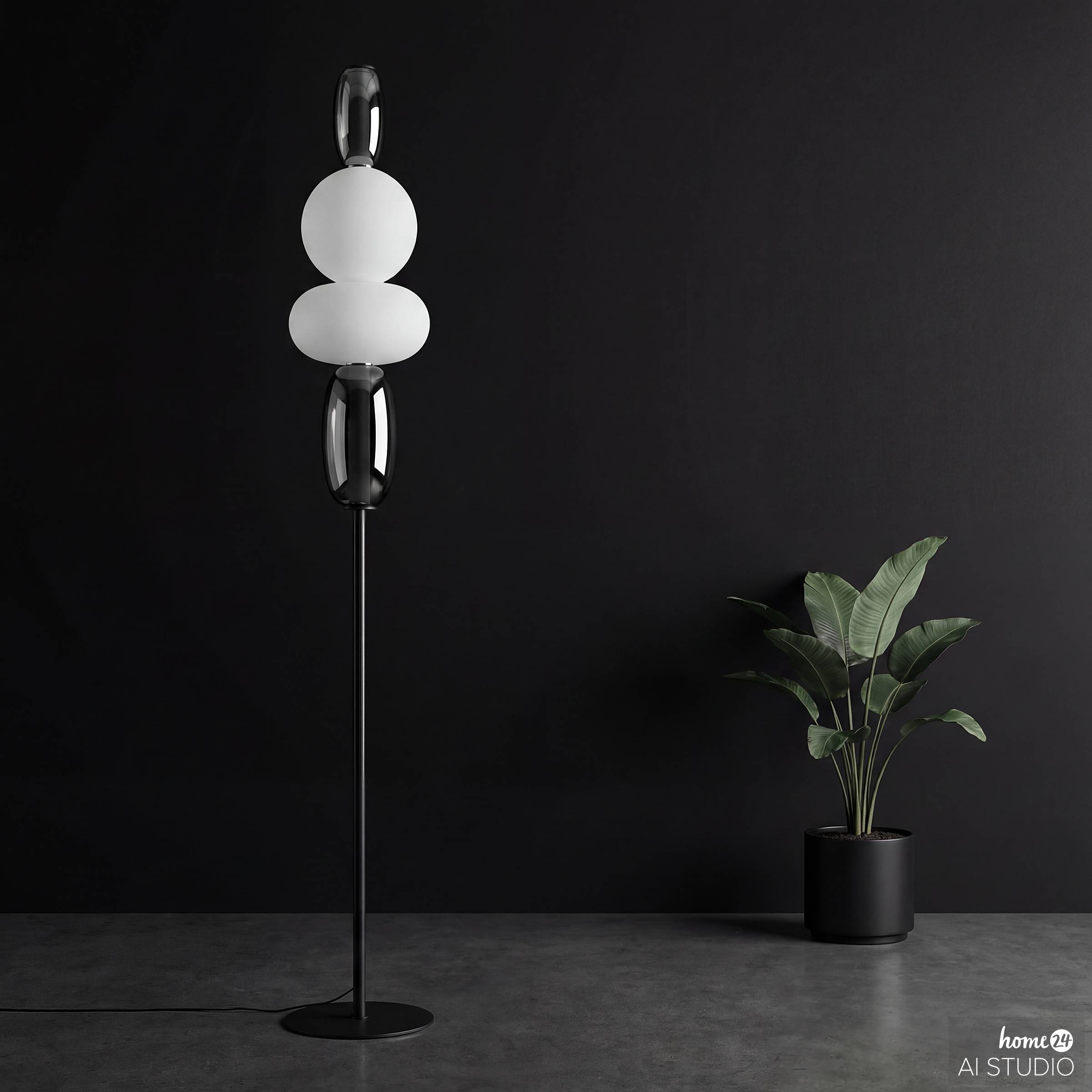 Drea Stehleuchte Glas Eisen Schwarz Grau