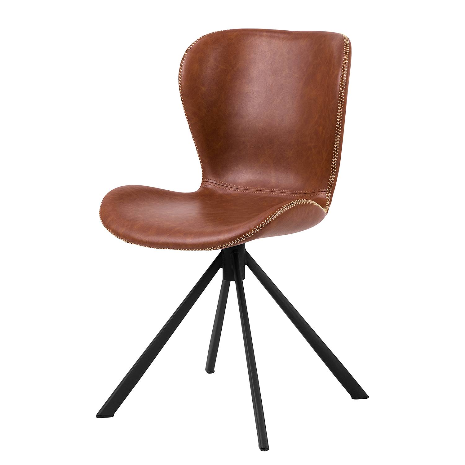 LIVARAS Drehbarer Polsterstuhl Kunstleder Cognac