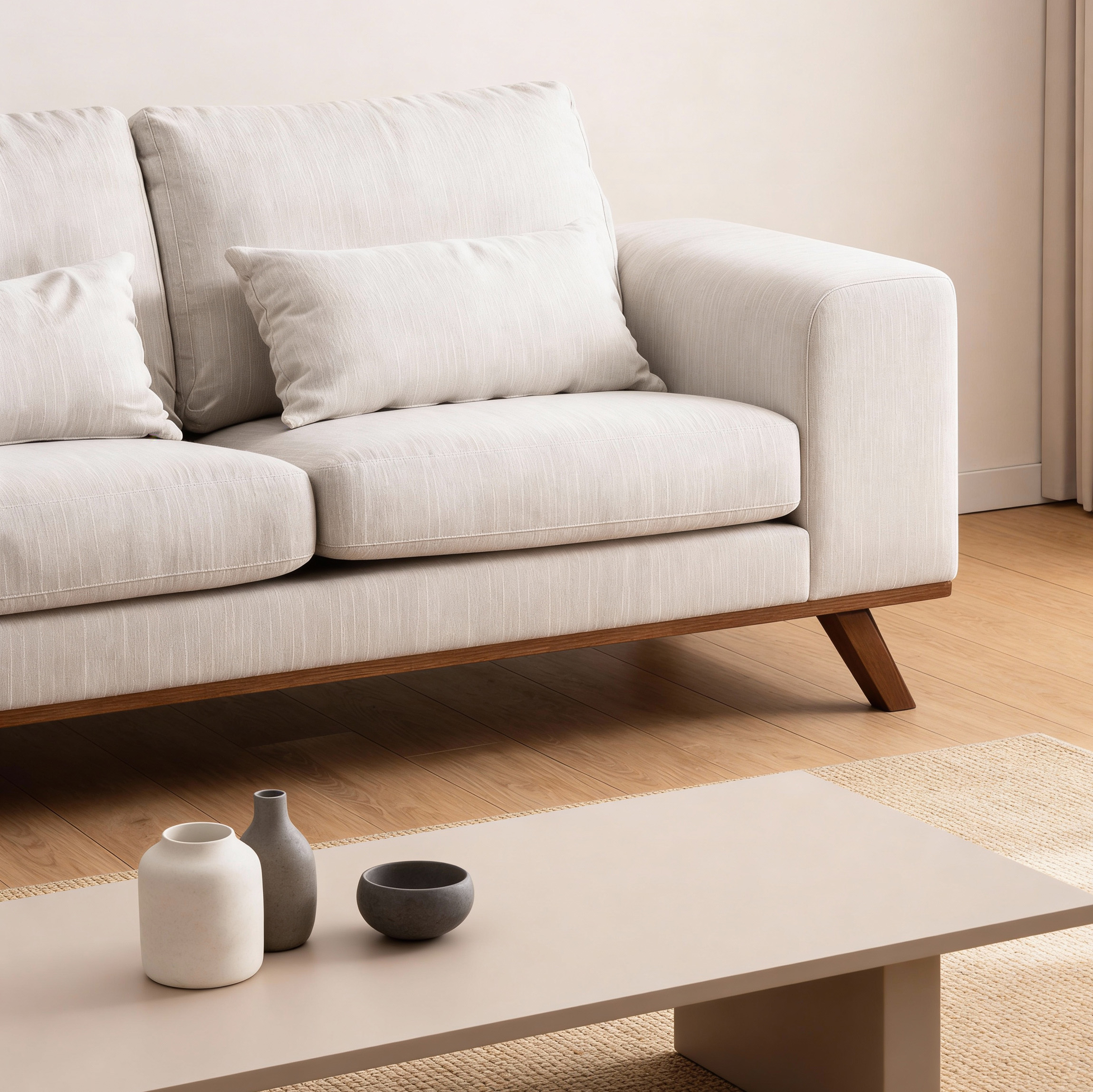 Ecksofa Japandi 3-Sitzer Beige