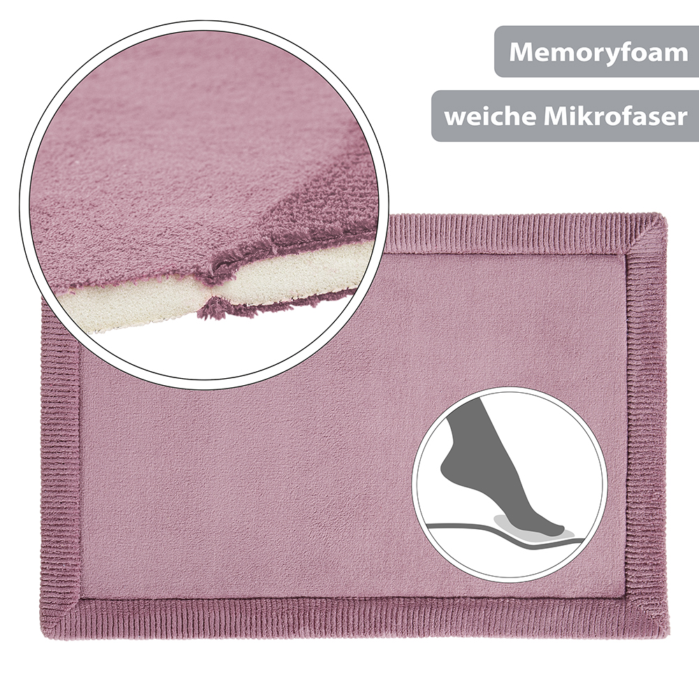 Rutschfeste Microfaser Badematte mit Memory Foam Orchidee