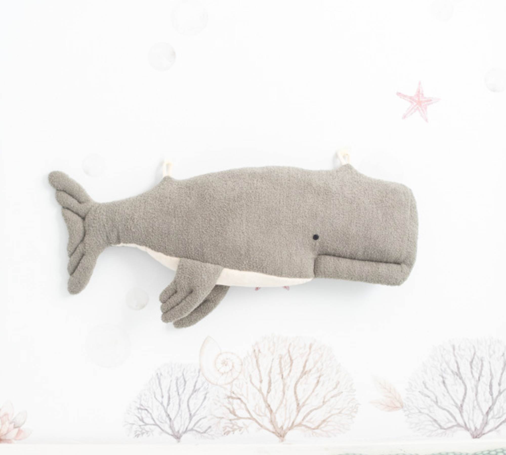 2x Fish & Beluga Whale Plush toy Cotton Grey Blue