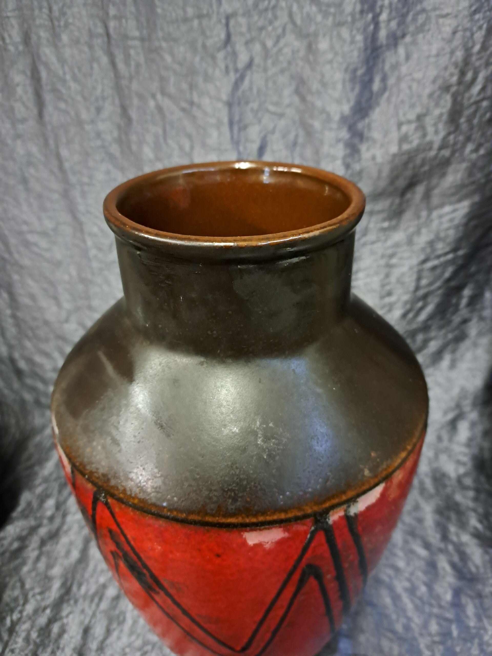 Vintage Vase Keramik Orange Schwarz