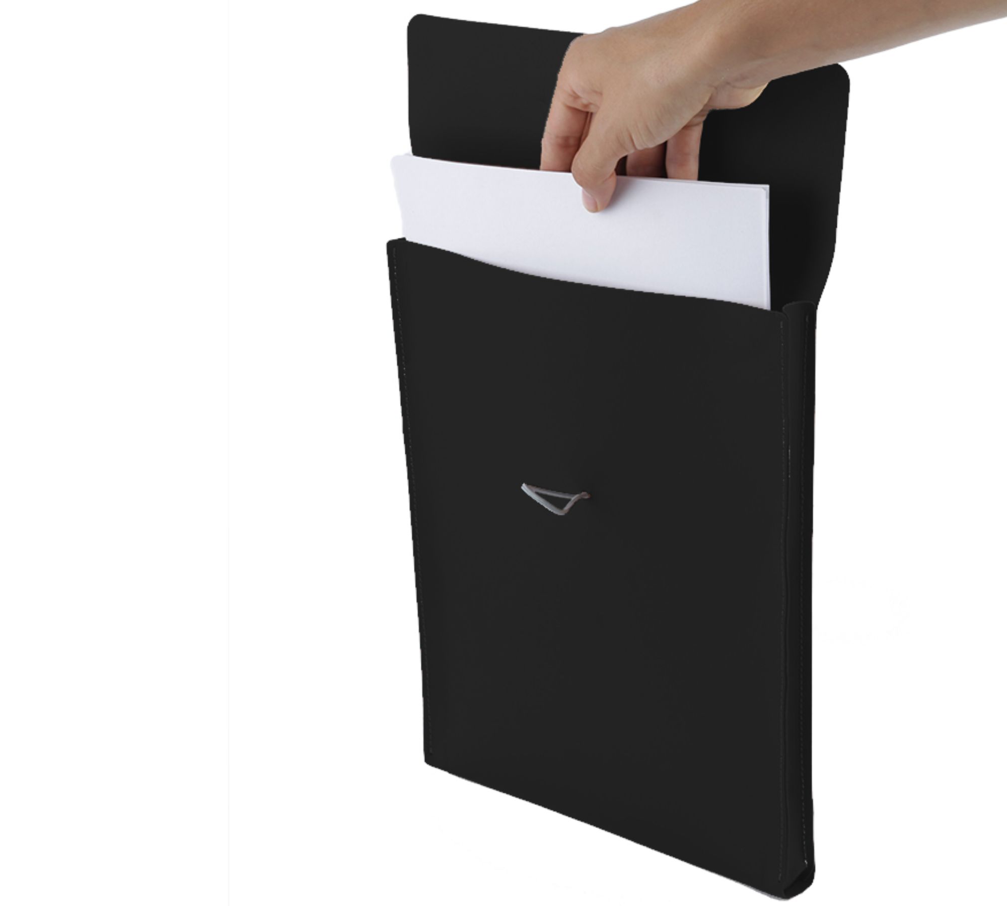 Dokumentenmappe Hochformat A4 100% Recyceltes Leder Schwarz