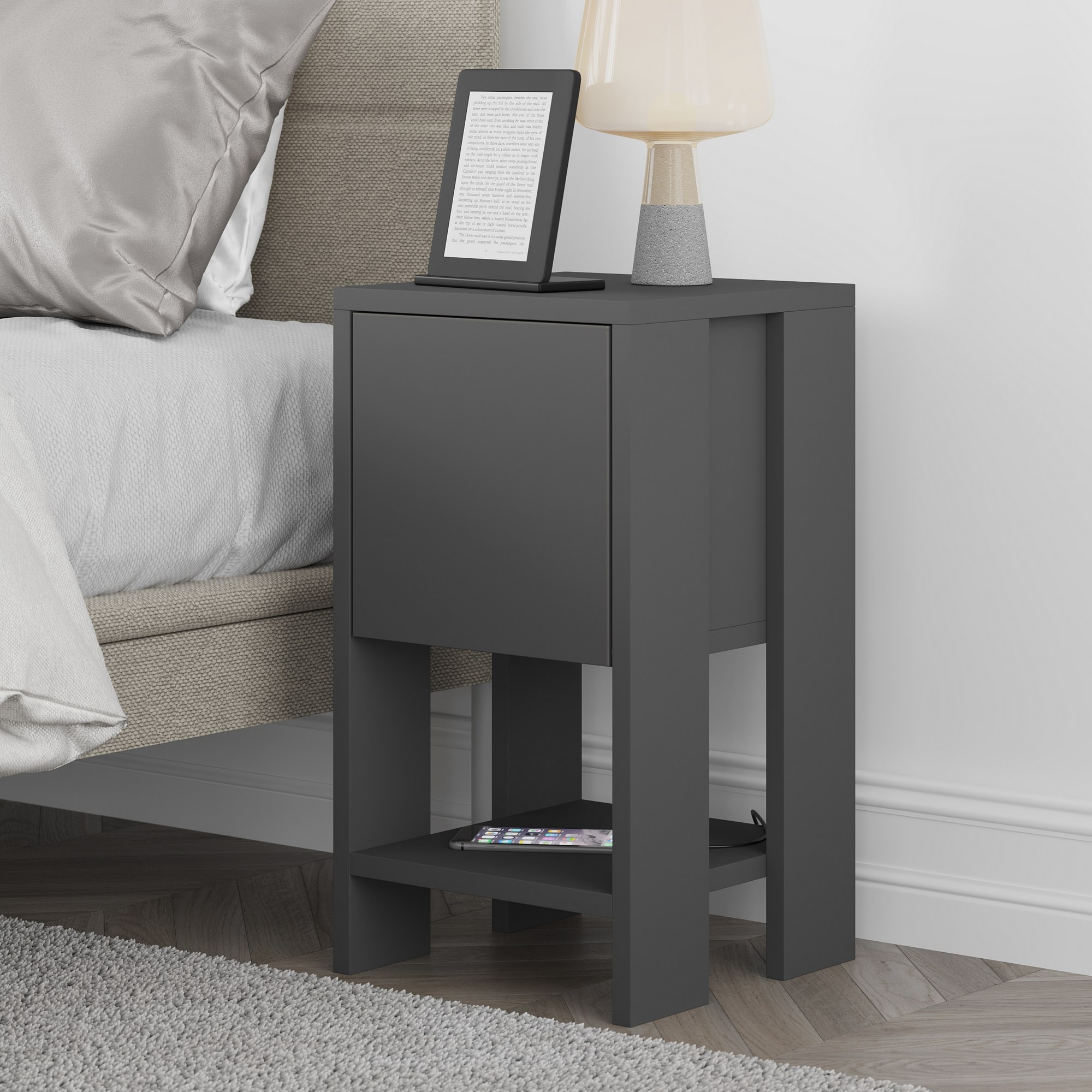 Ema Anthracite Bedside Table