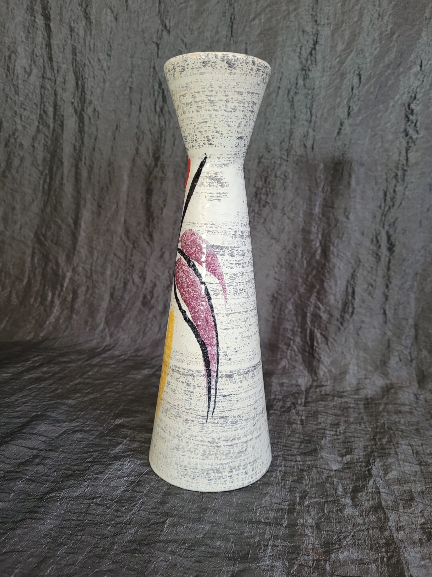 Vintage Keramikvase Braun Beige Blau gestreift
