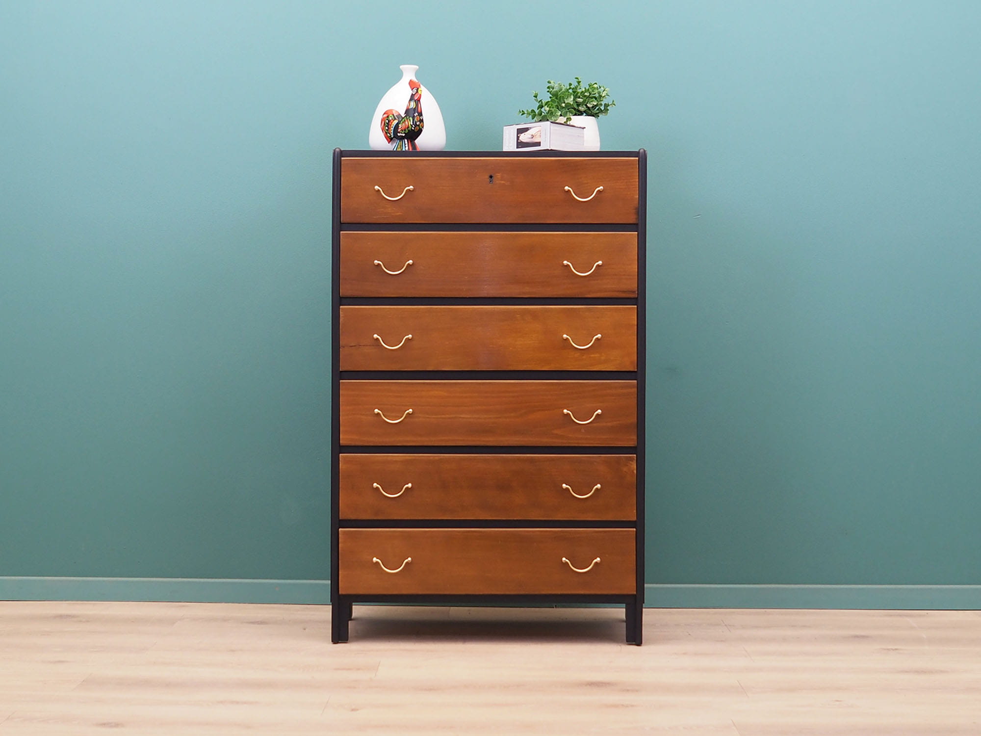 Vintage chest of drawers walnut wood brown 1960s