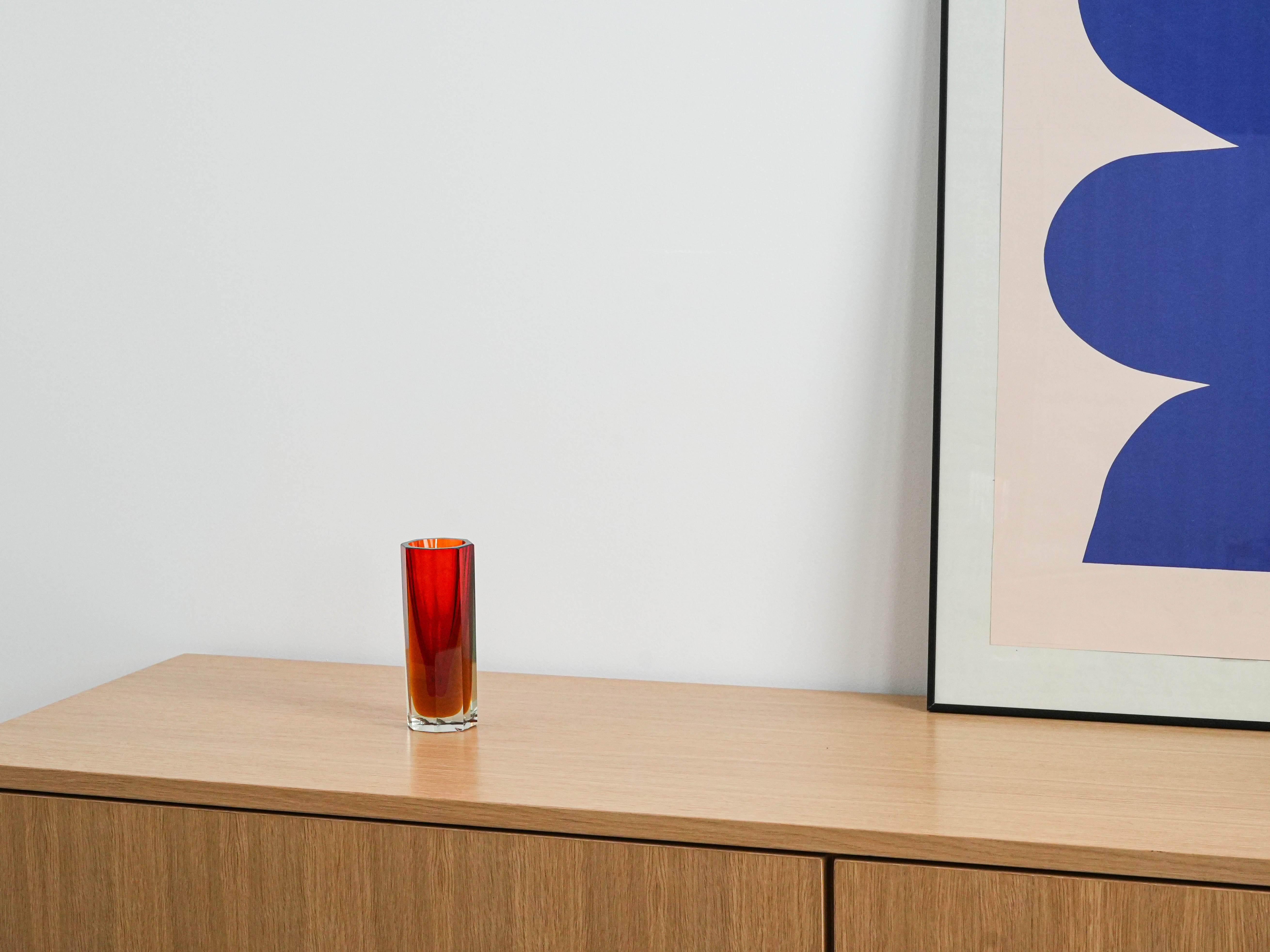 Glass vase 1960s, made in the Czech Republic.