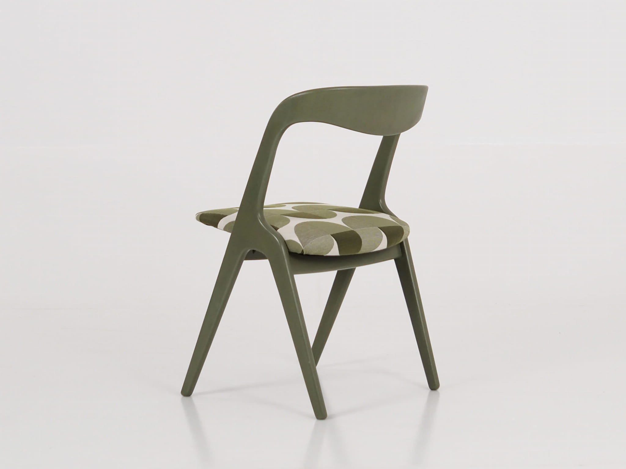 Vintage Chair Wood Fabric Green 1970s