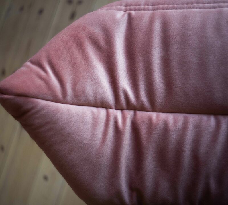 Togo Pouf Velluto Rosa Perla