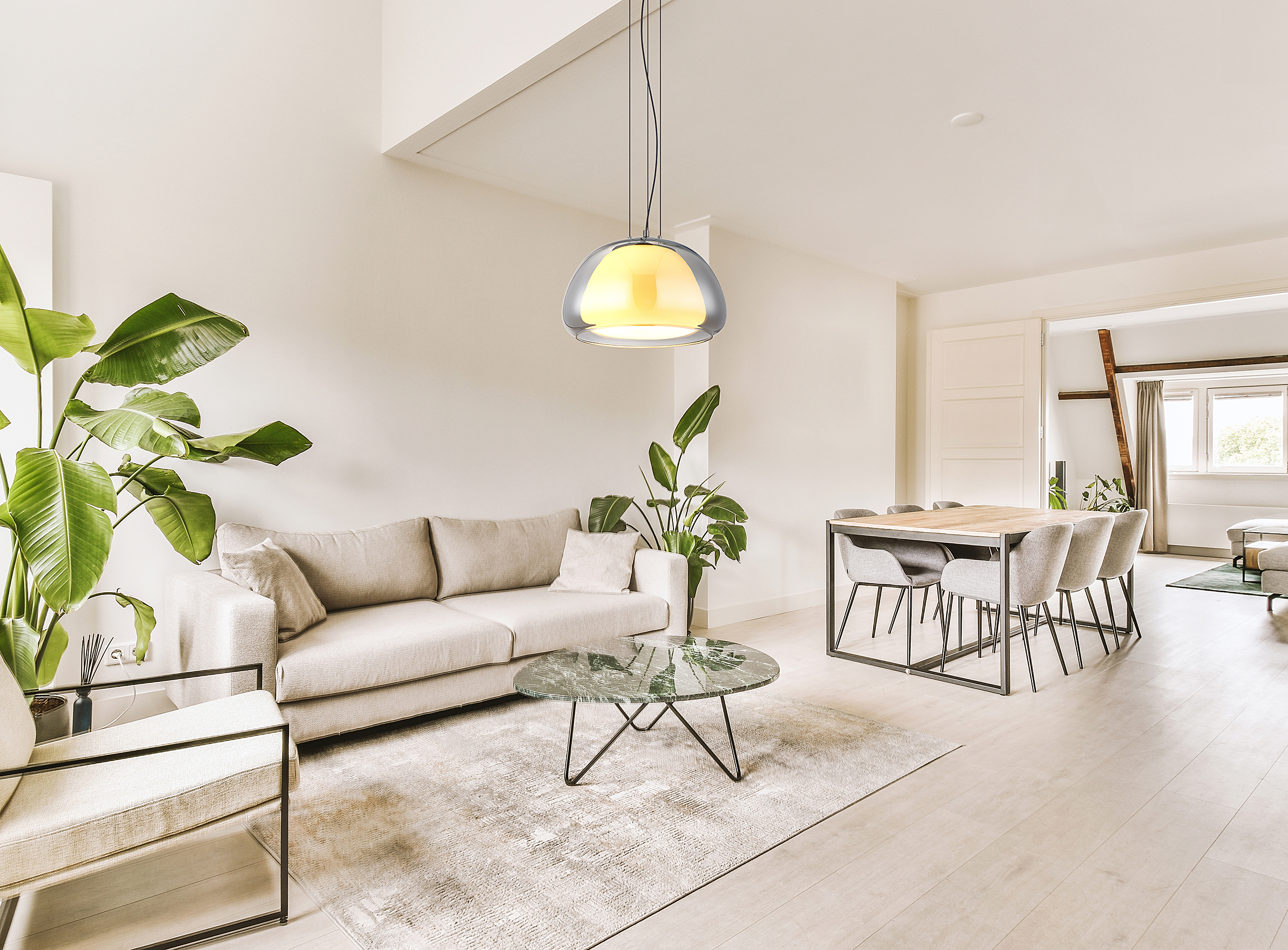 Avila LED-Pendelleuchte Rauchglas Eisen 1-flammig