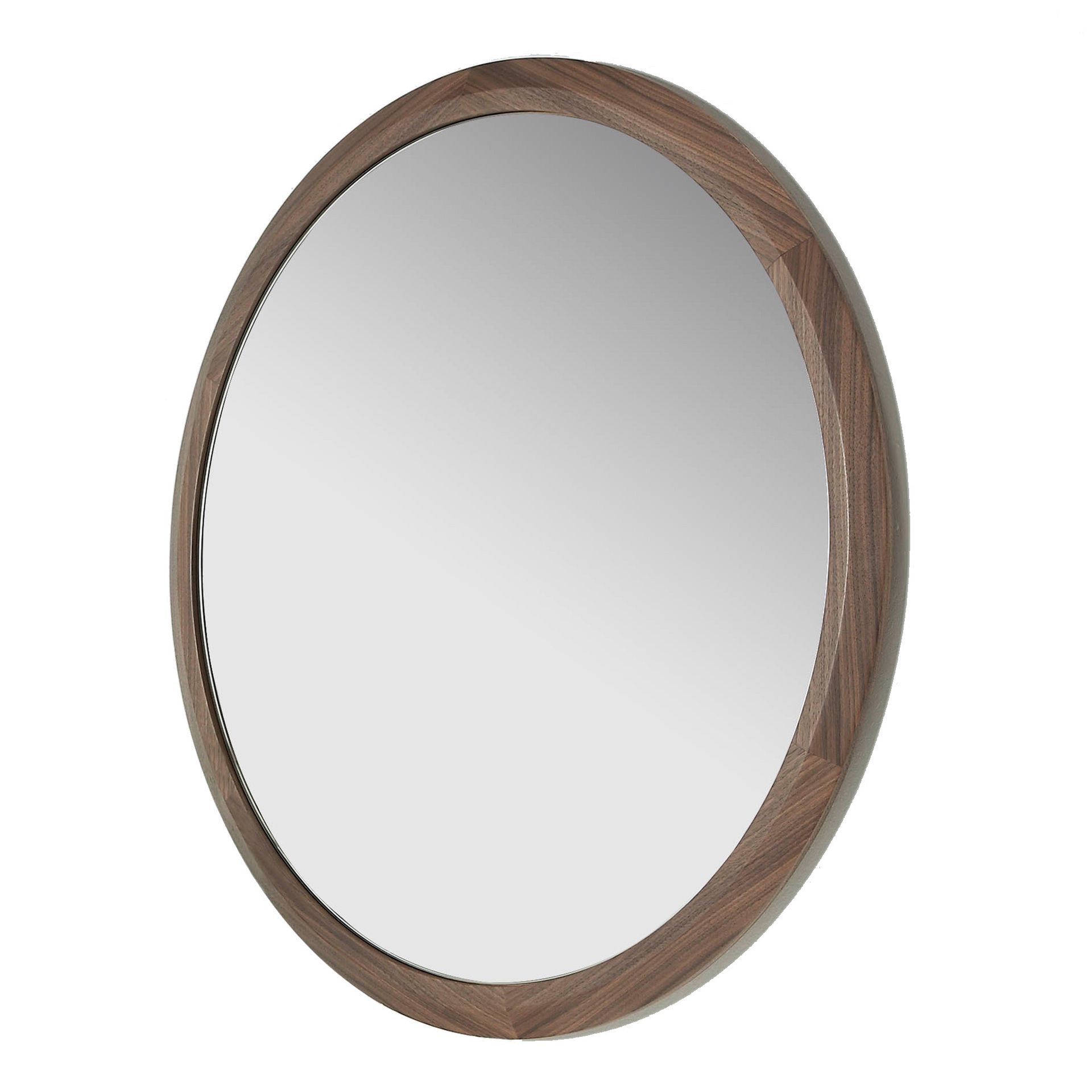 Round Wall Mirror Walnut