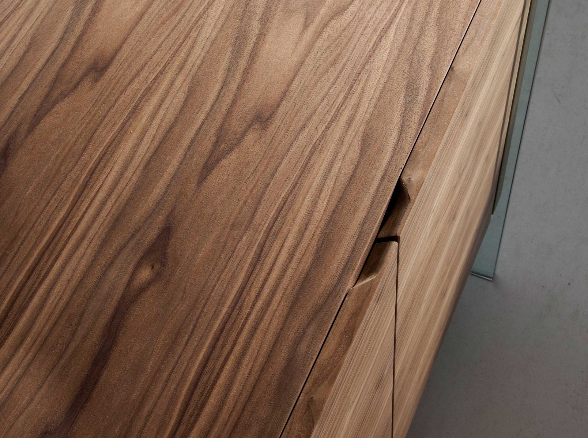 Sideboard Walnut wood Glass Brown