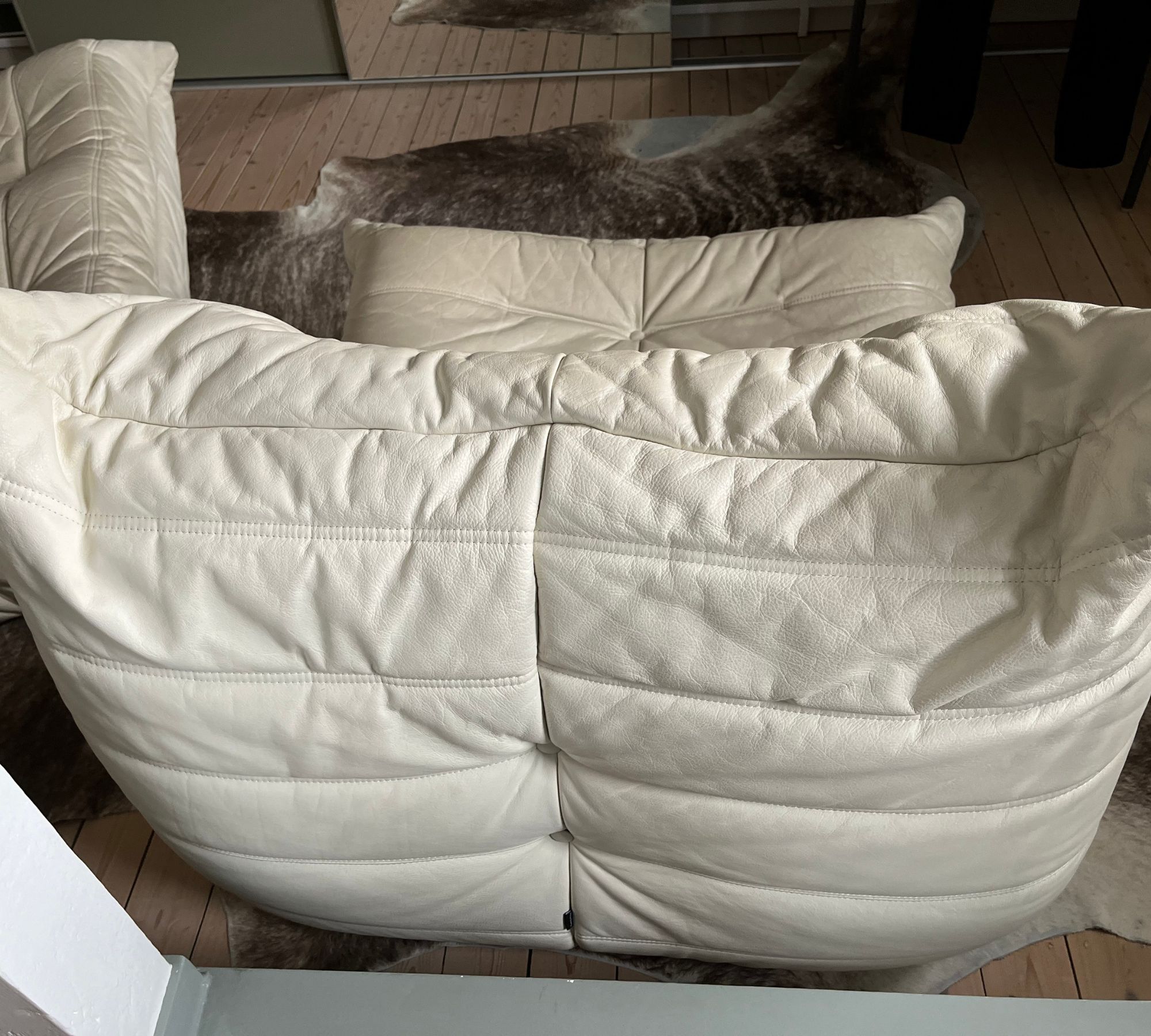 Togo Sofa 2-Sitzer & Sessel Leder Diva Blanc