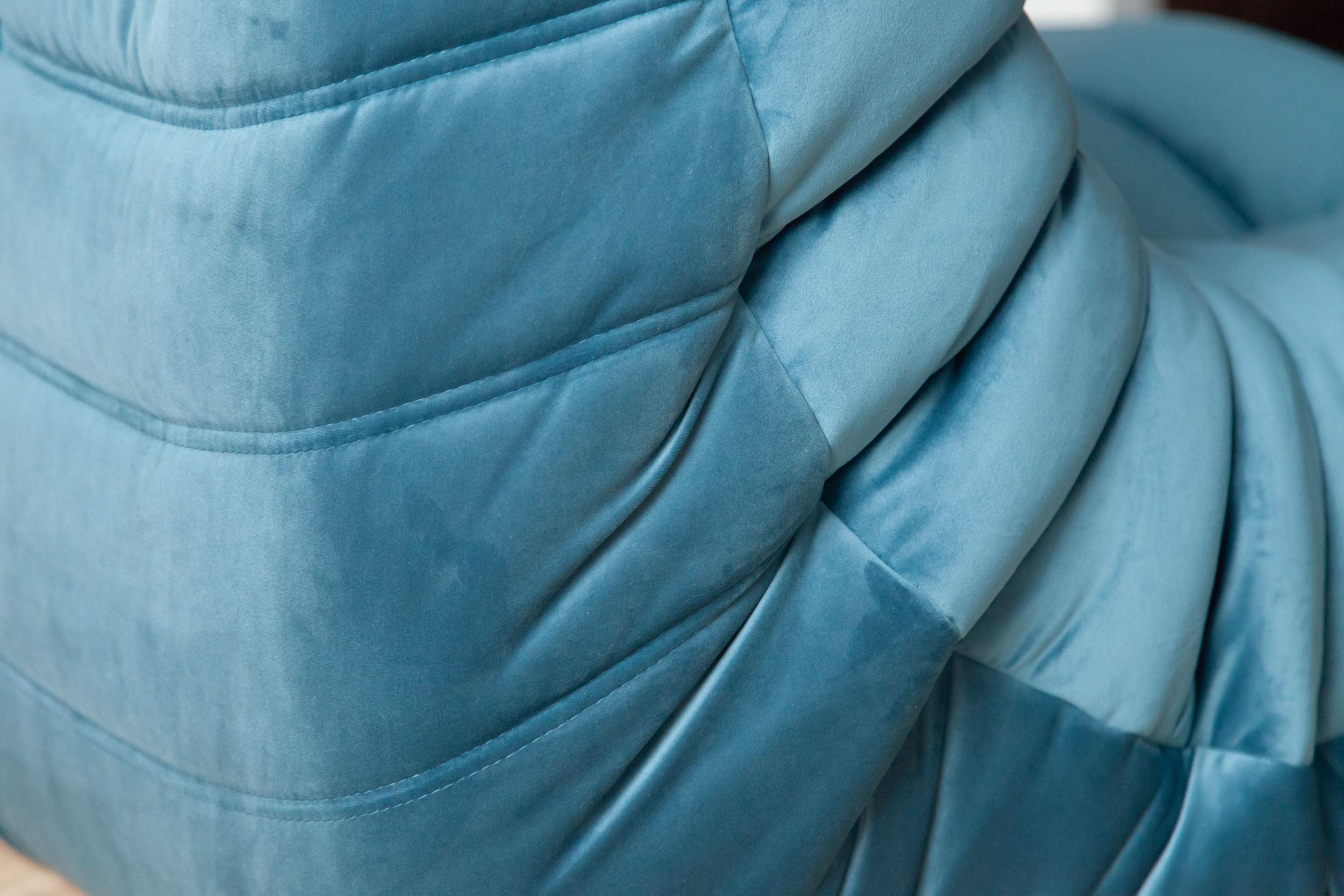 Togo Sofa 3-seater velvet sea blue