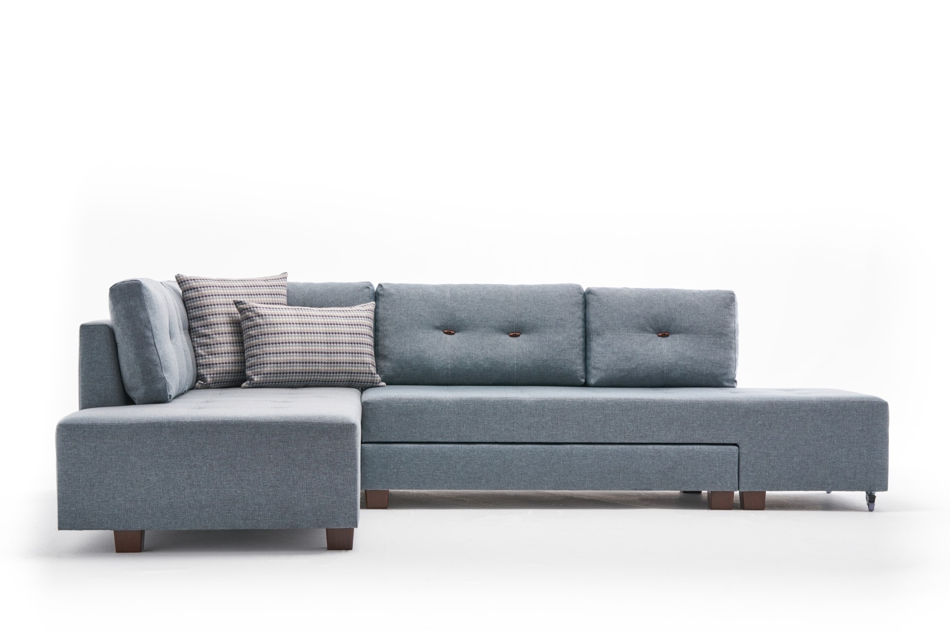 Schlafsofa Links Polyester Holz Hellblau