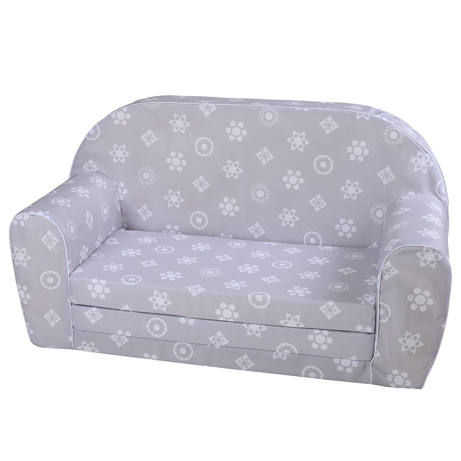 Kindersofa Royal Webstoff Grau Weiß