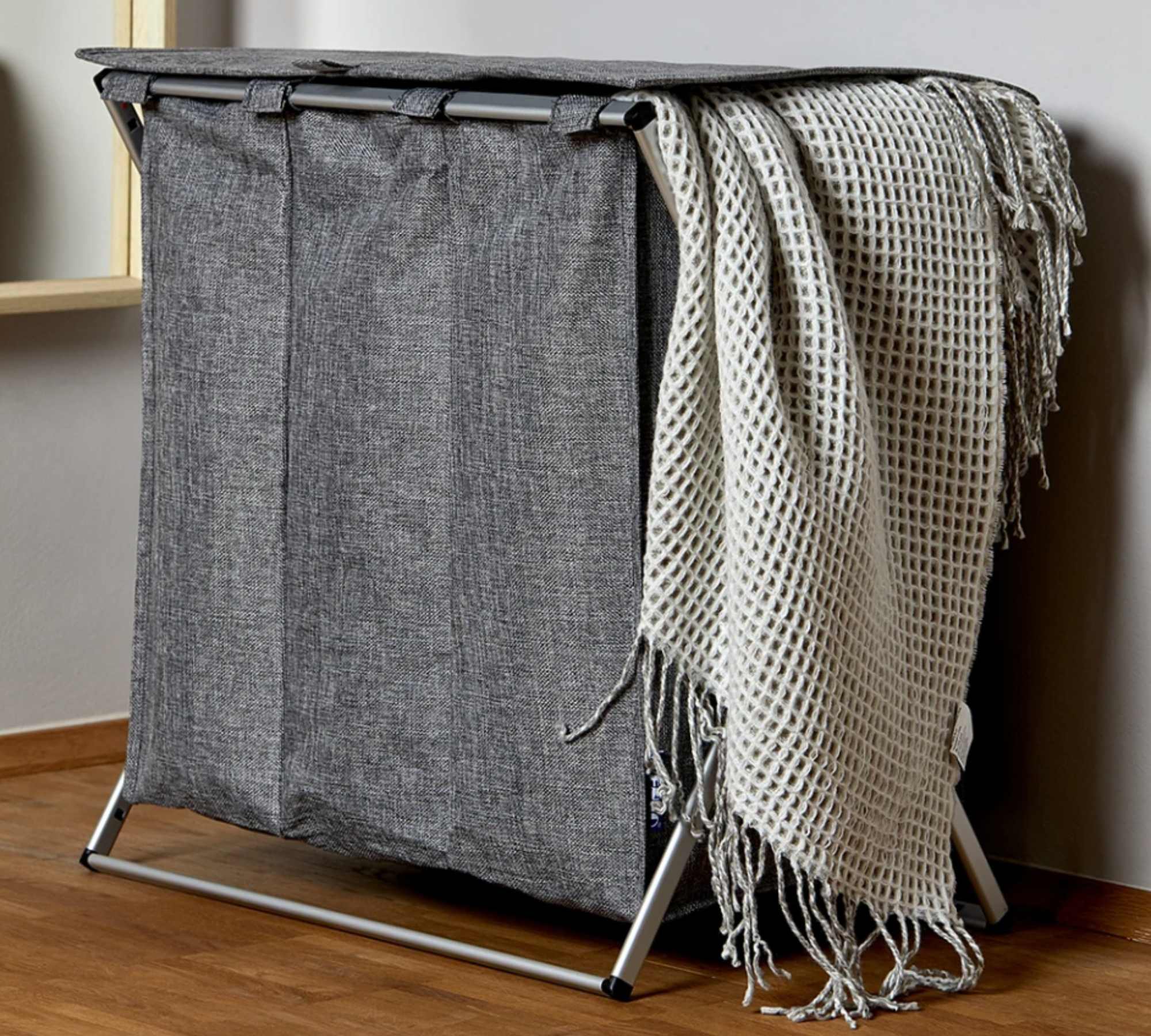 Wäschekorb Aluminium Textil Grau