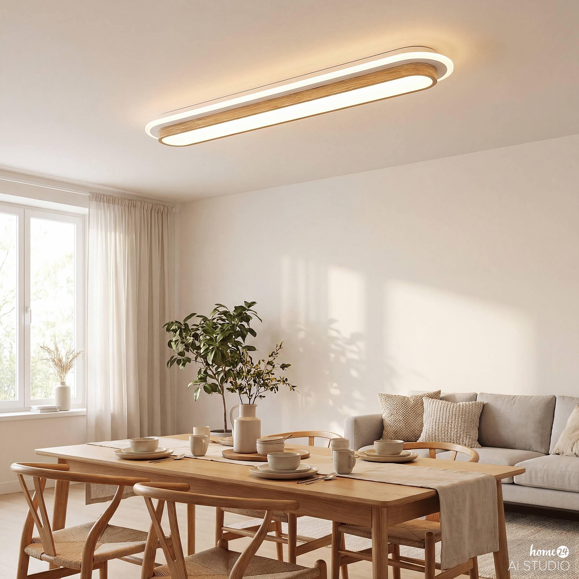 Ceiling Light Enari 1-Light Acrylic Glass Solid Pine