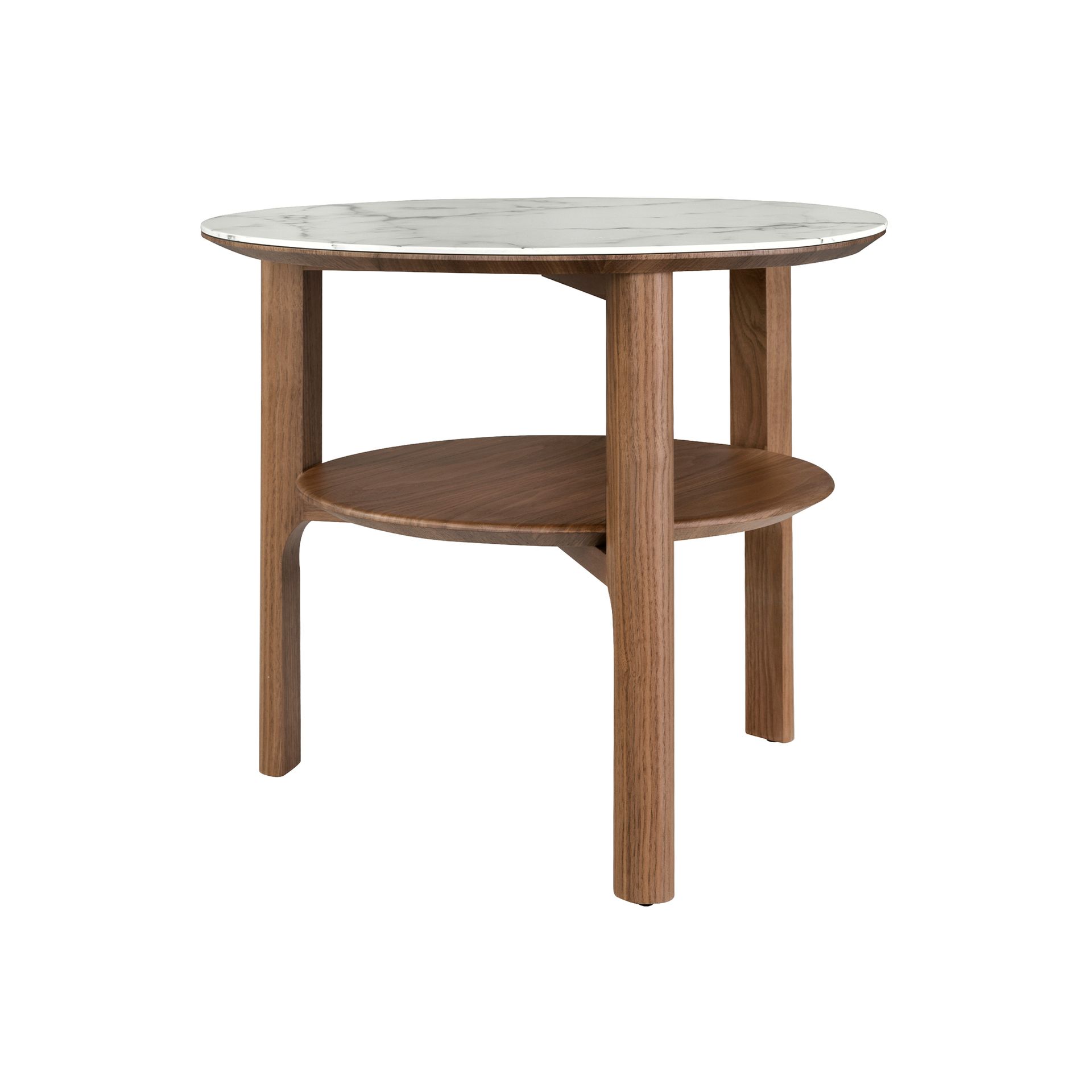 Round side table marble walnut