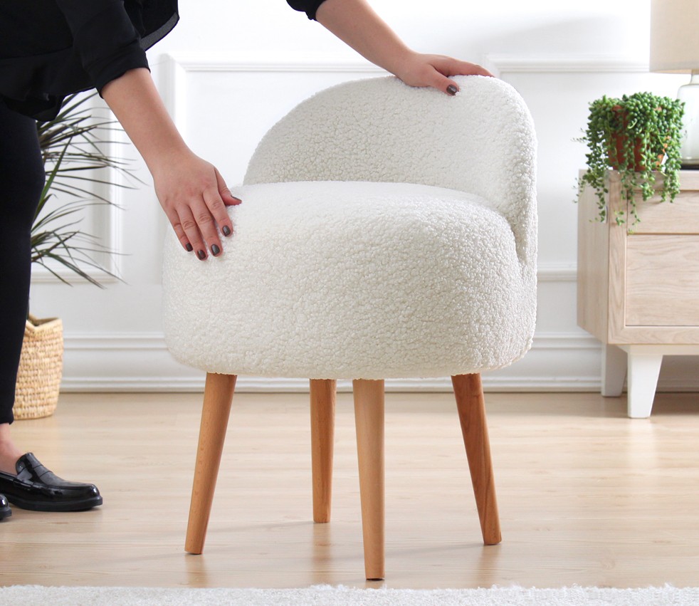 Rufmee Pouf Wood Veneer White