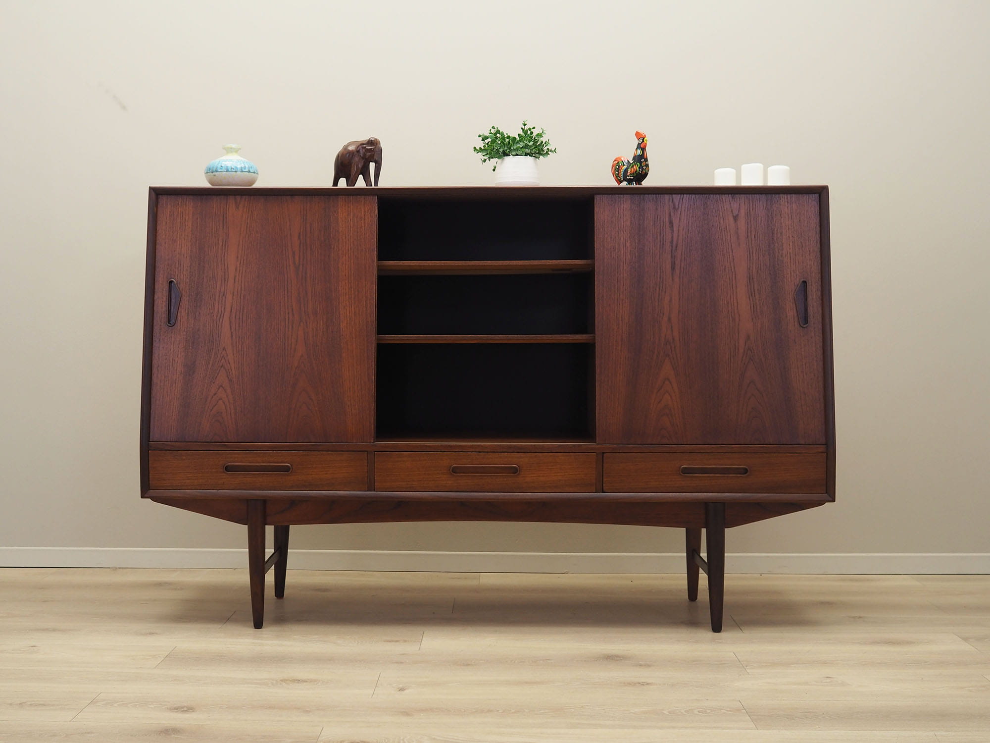 Highboard Holz Braun 1960er Jahre 