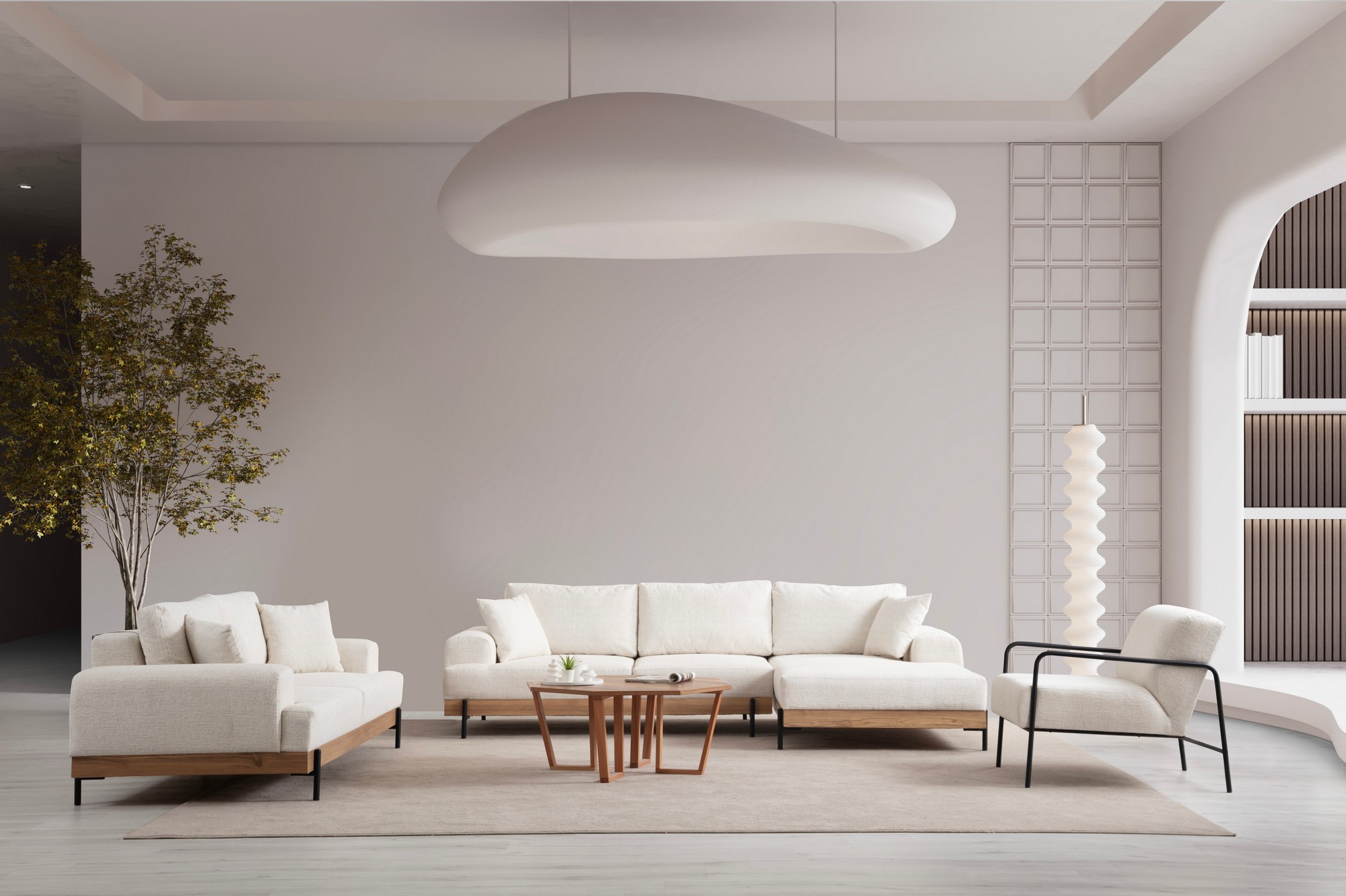 Eti Corner Sofa Right White