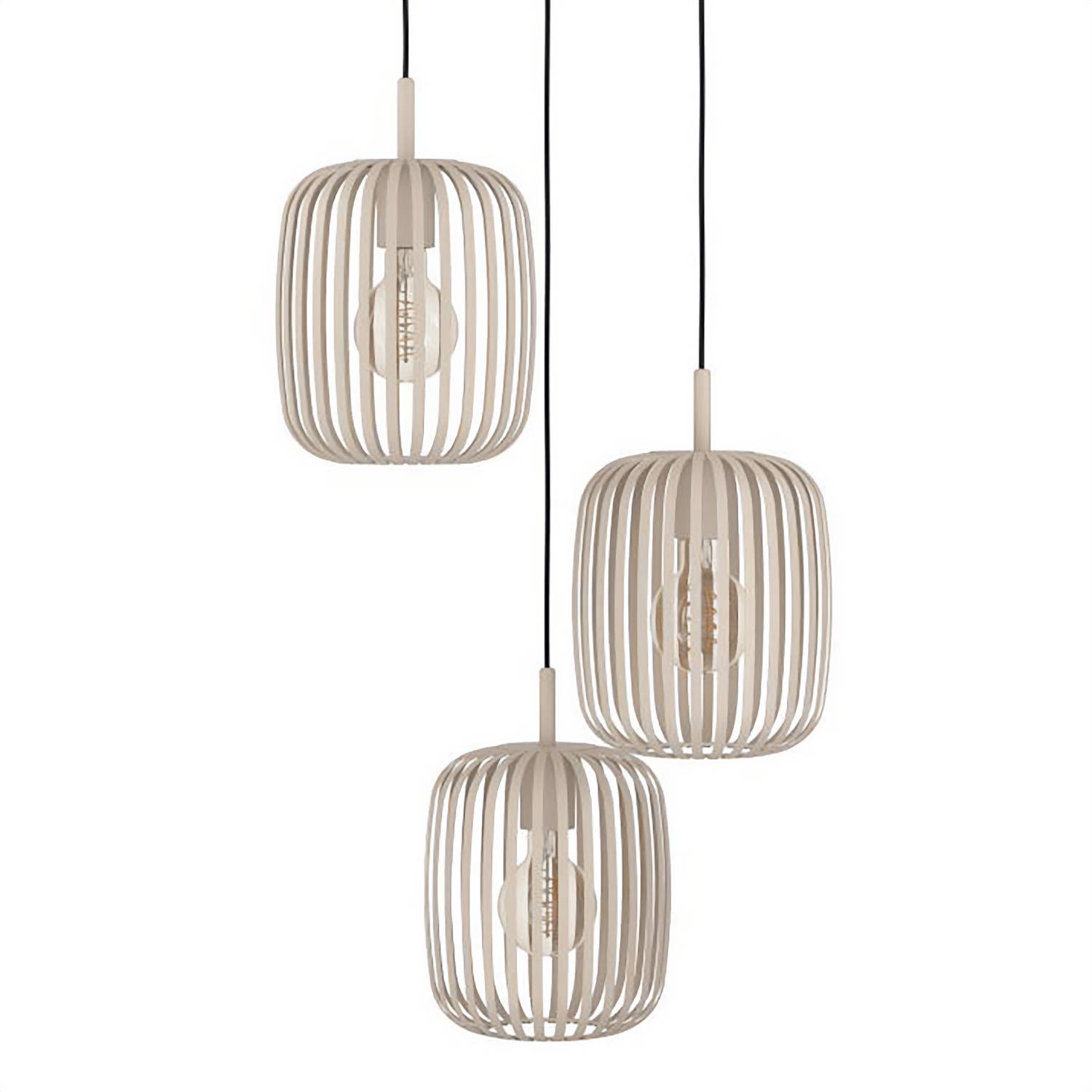 3-Flammig Pendelleuchte Romazzina Stahl Beige