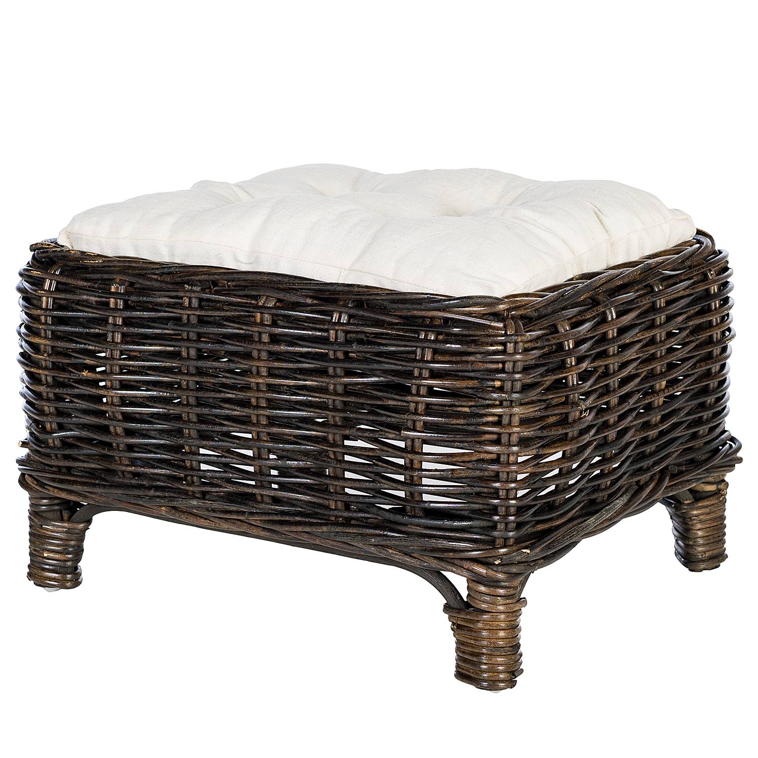 Bedous footstool Fabric Rattan Brown
