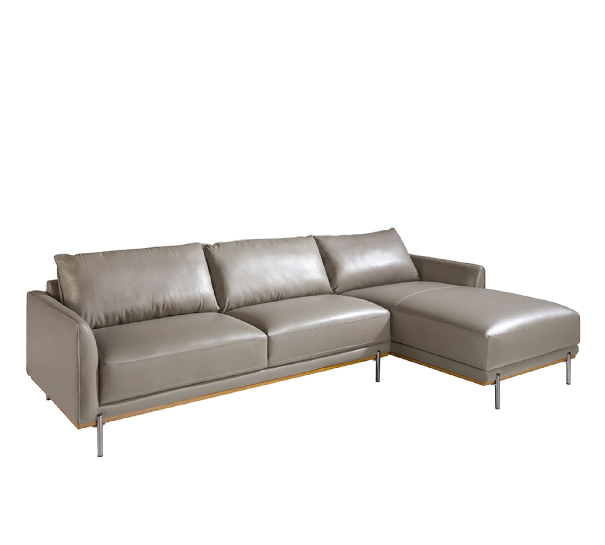 Sofa Récamiere Rechts Leder Grau 