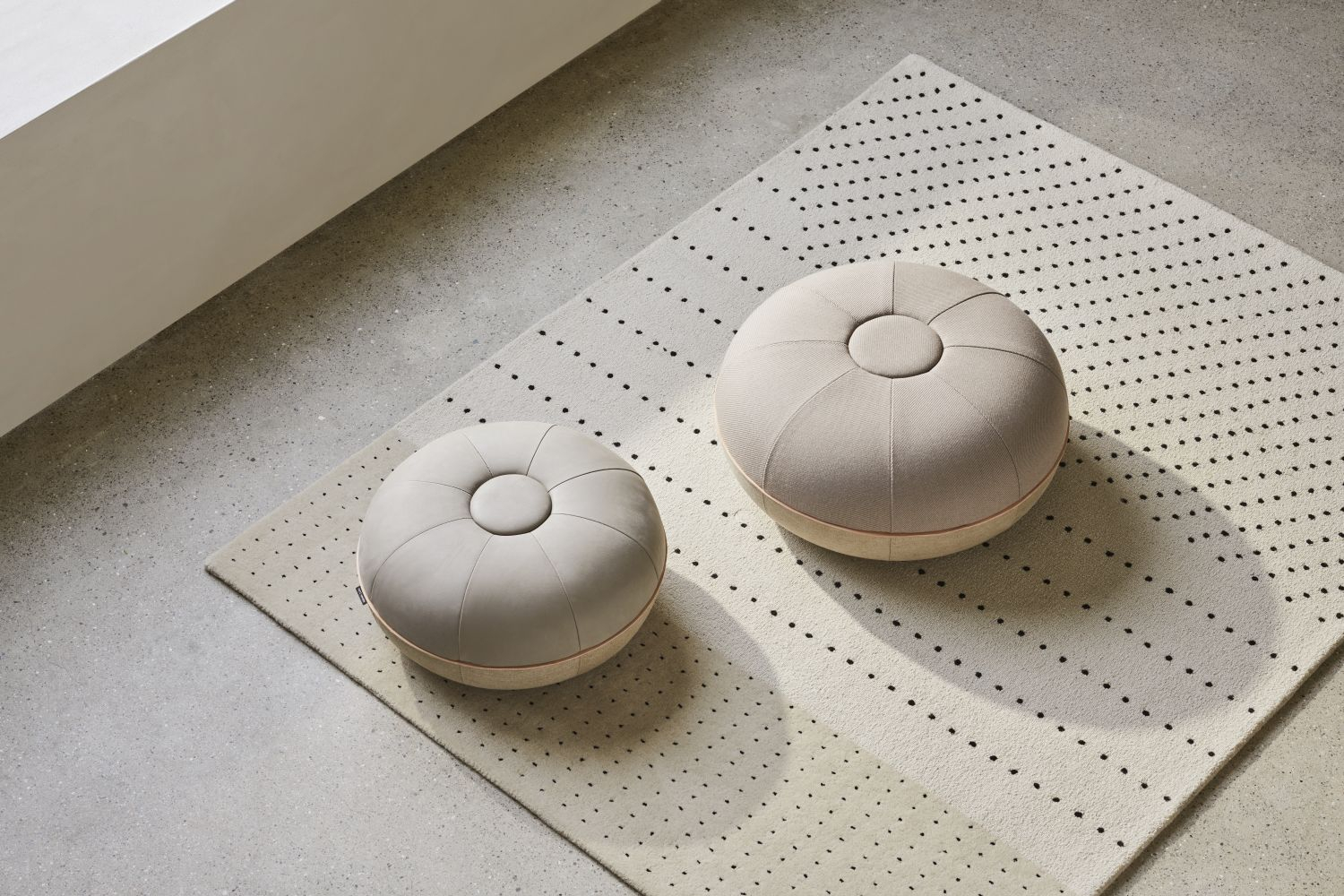 Pouf Large Wolle Leinen Beige