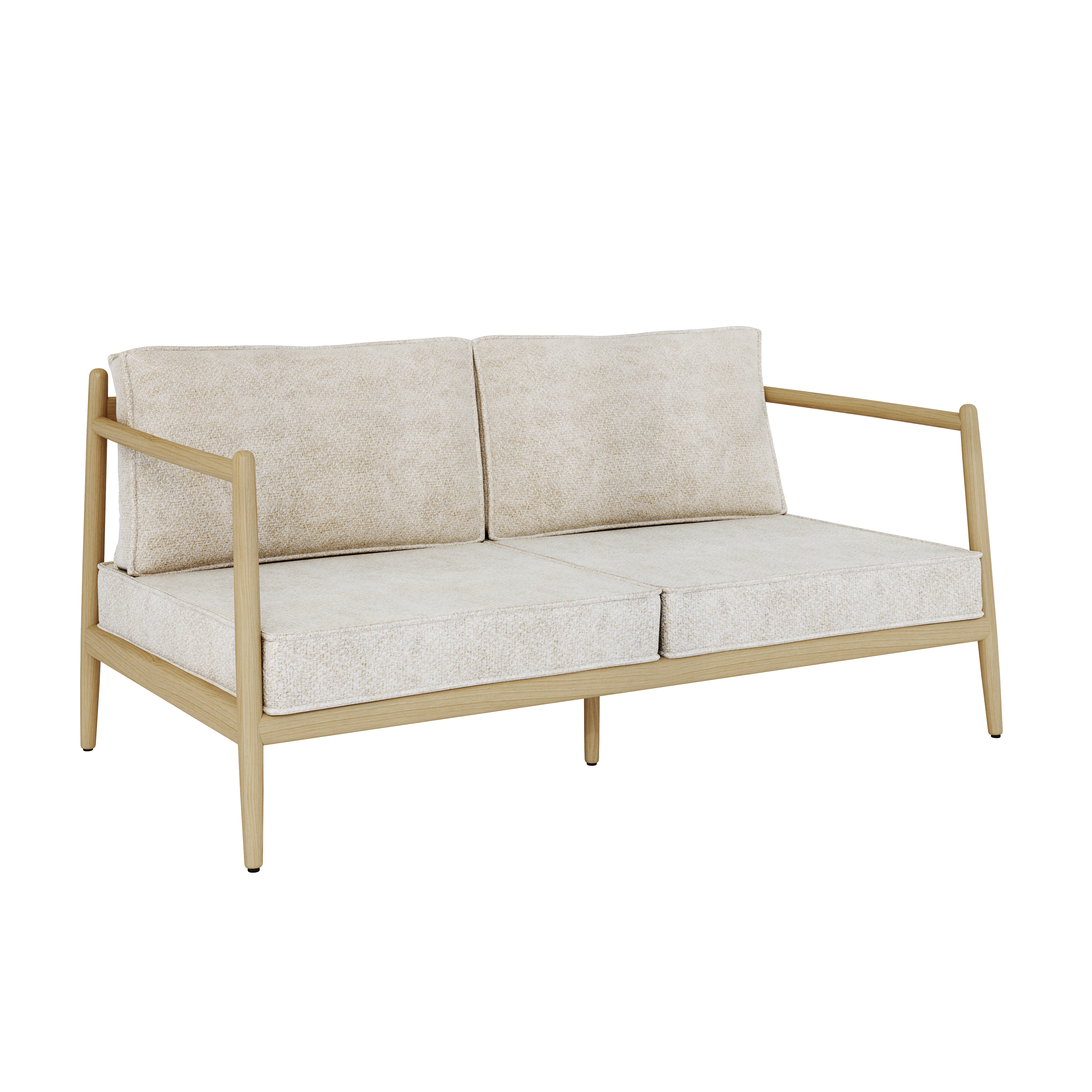 NOA Sofa 2-Sitzer Teakholz Artischocke Kissen Brulé