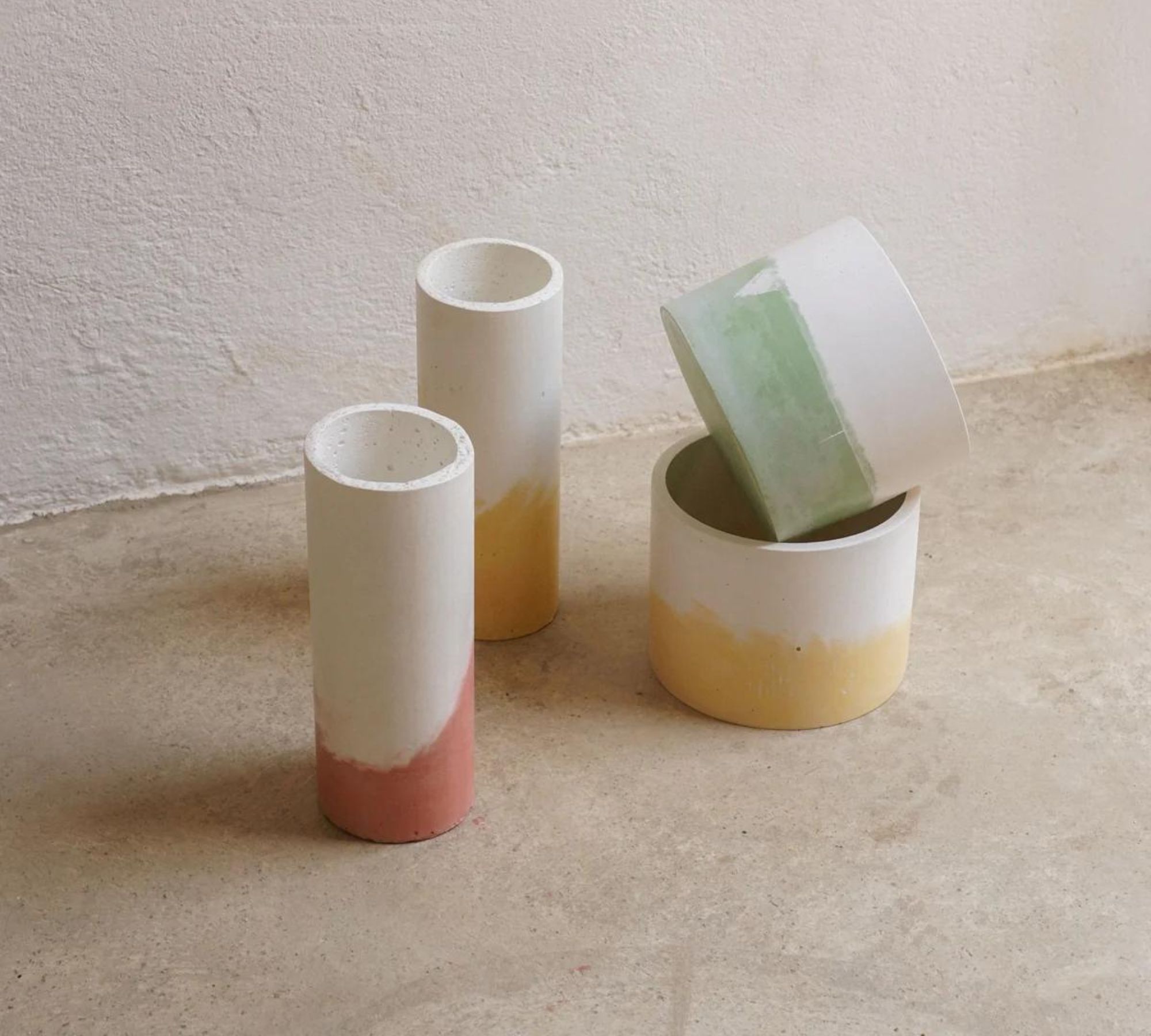 Milda Vase Beton Gelb