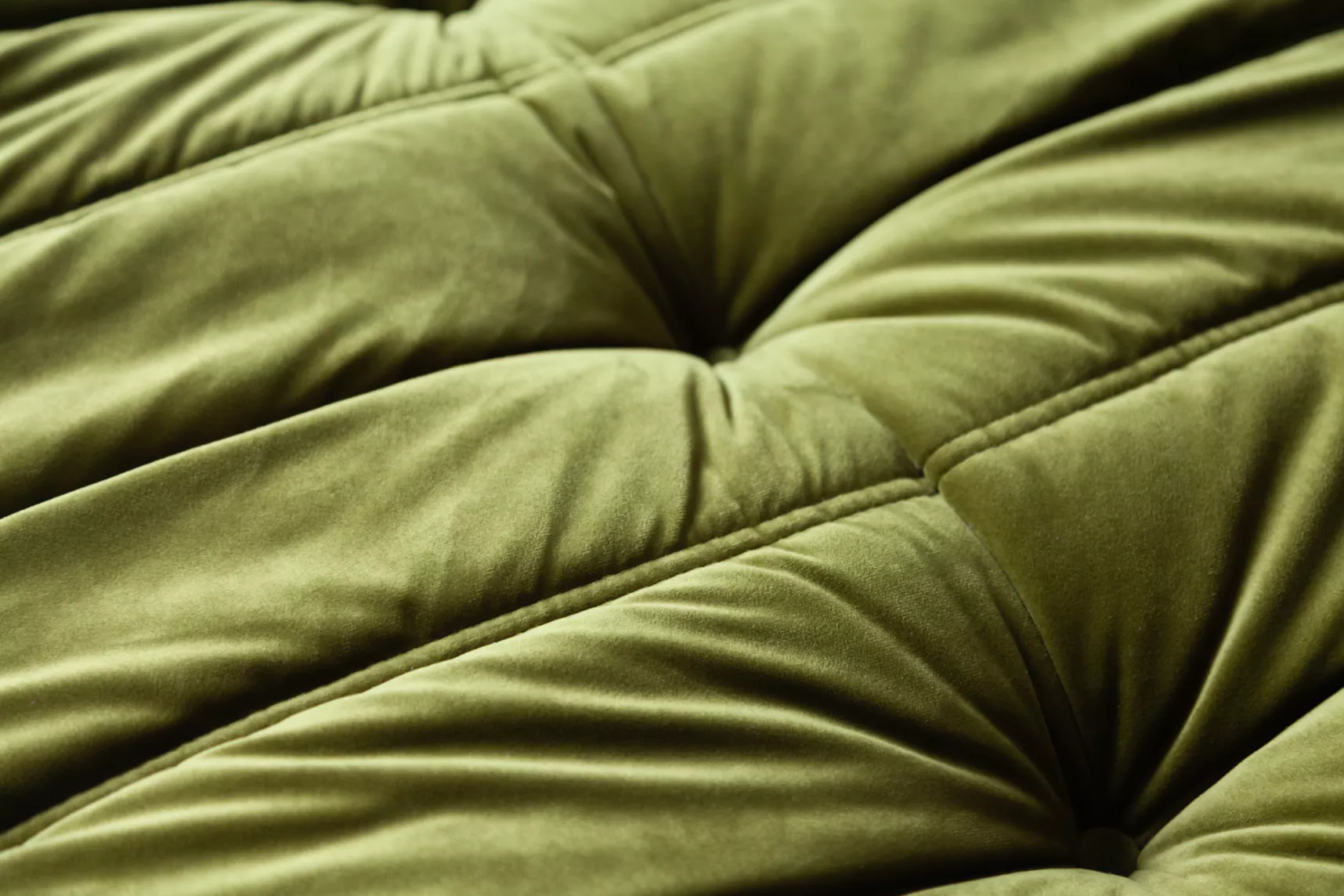 Togo Ottoman Velvet Olive Green