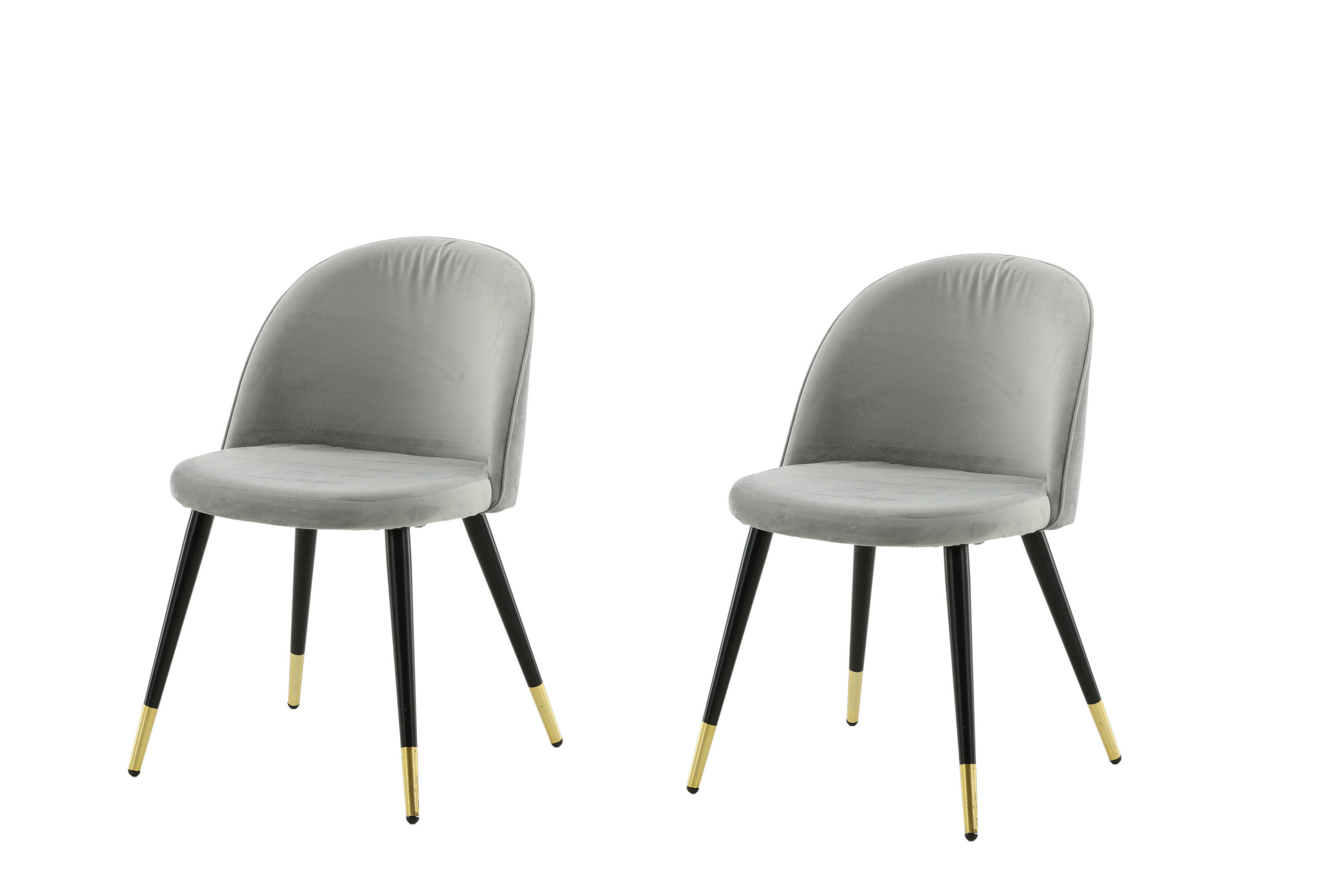 2x Sammet Esszimmerstuhl-Set Samt Grau Messing