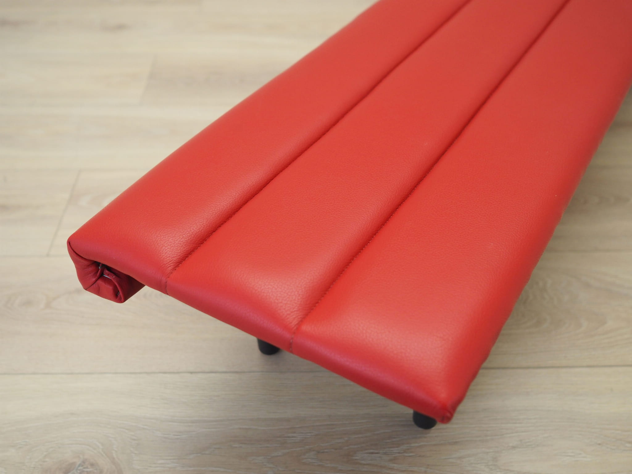 Vintage Bank Holz Leder Rot 1990er Jahre