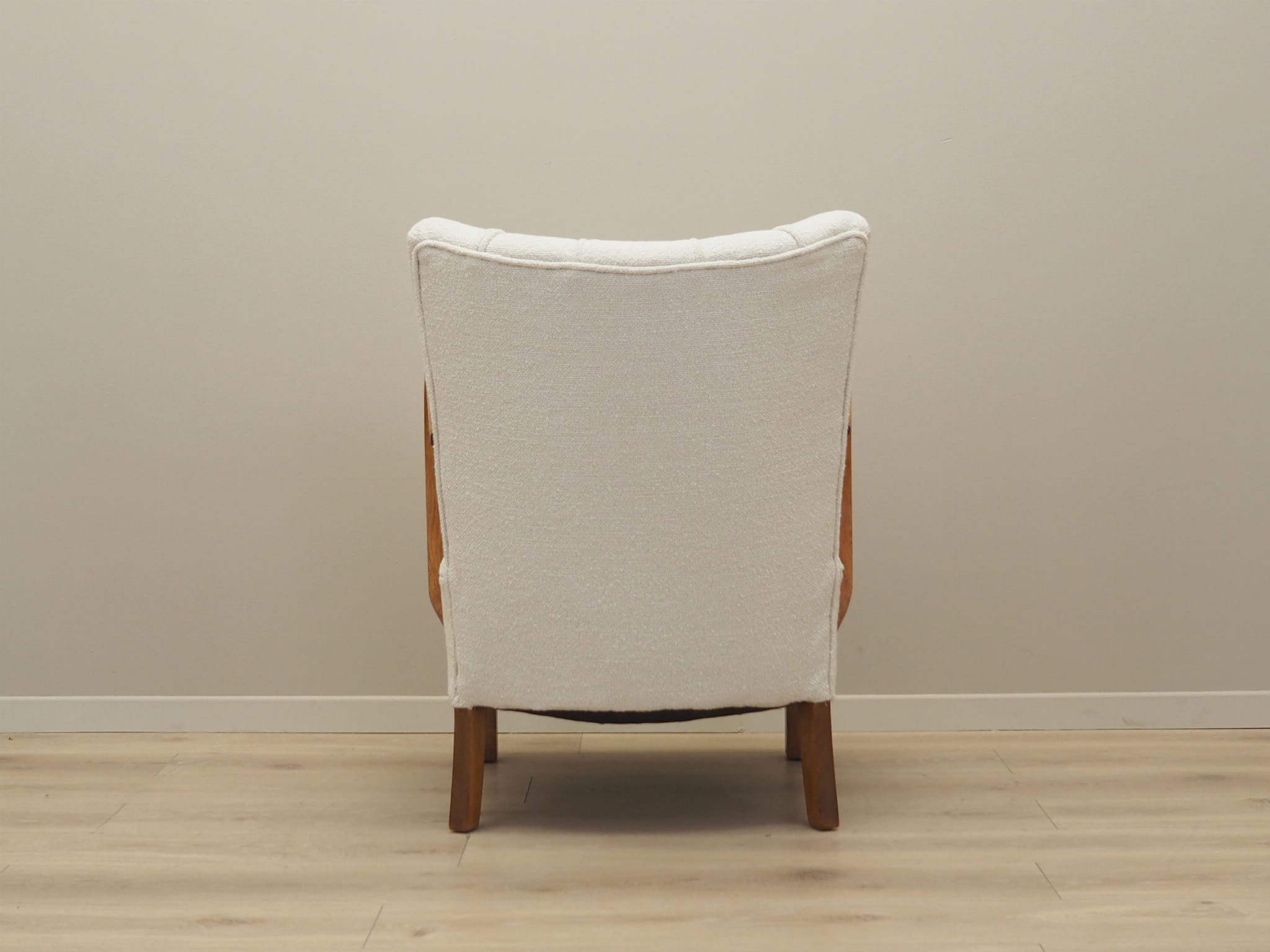 Vintage armchair oak wood textile cream 1950s