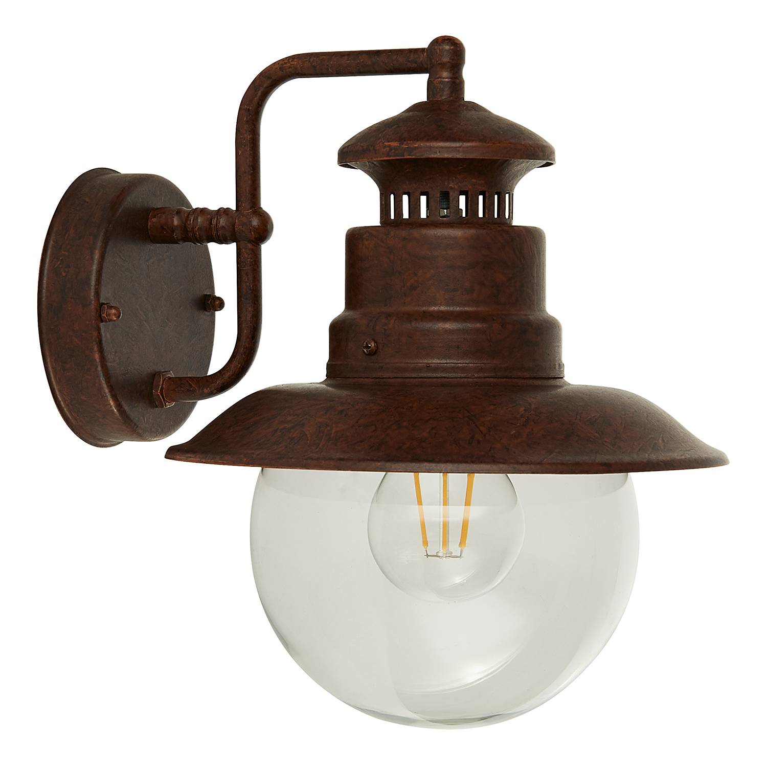 Station Wall lamp Clear glass Steel Brown