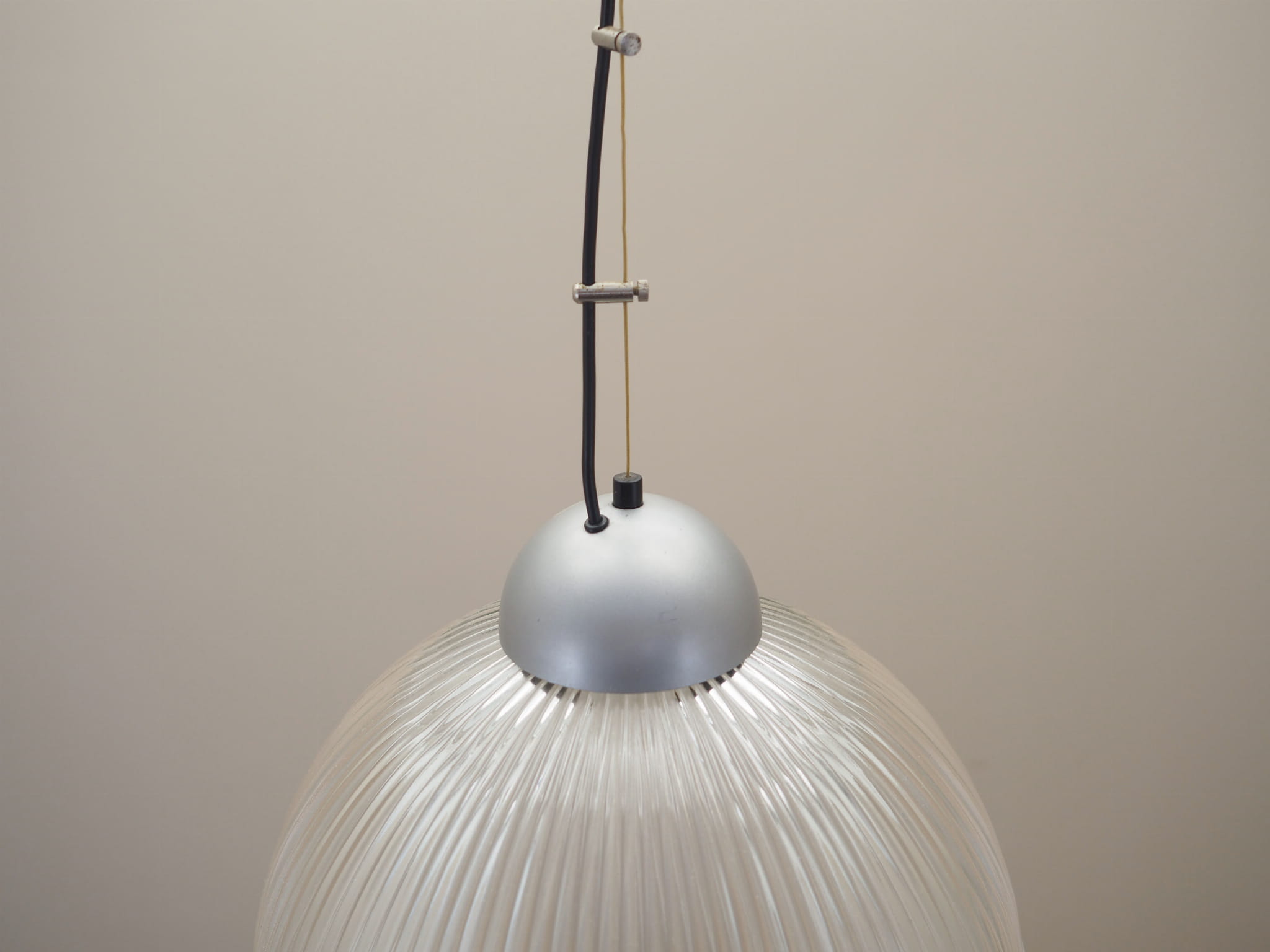 Vintage pendant lamp glass plastic grey 1970s
