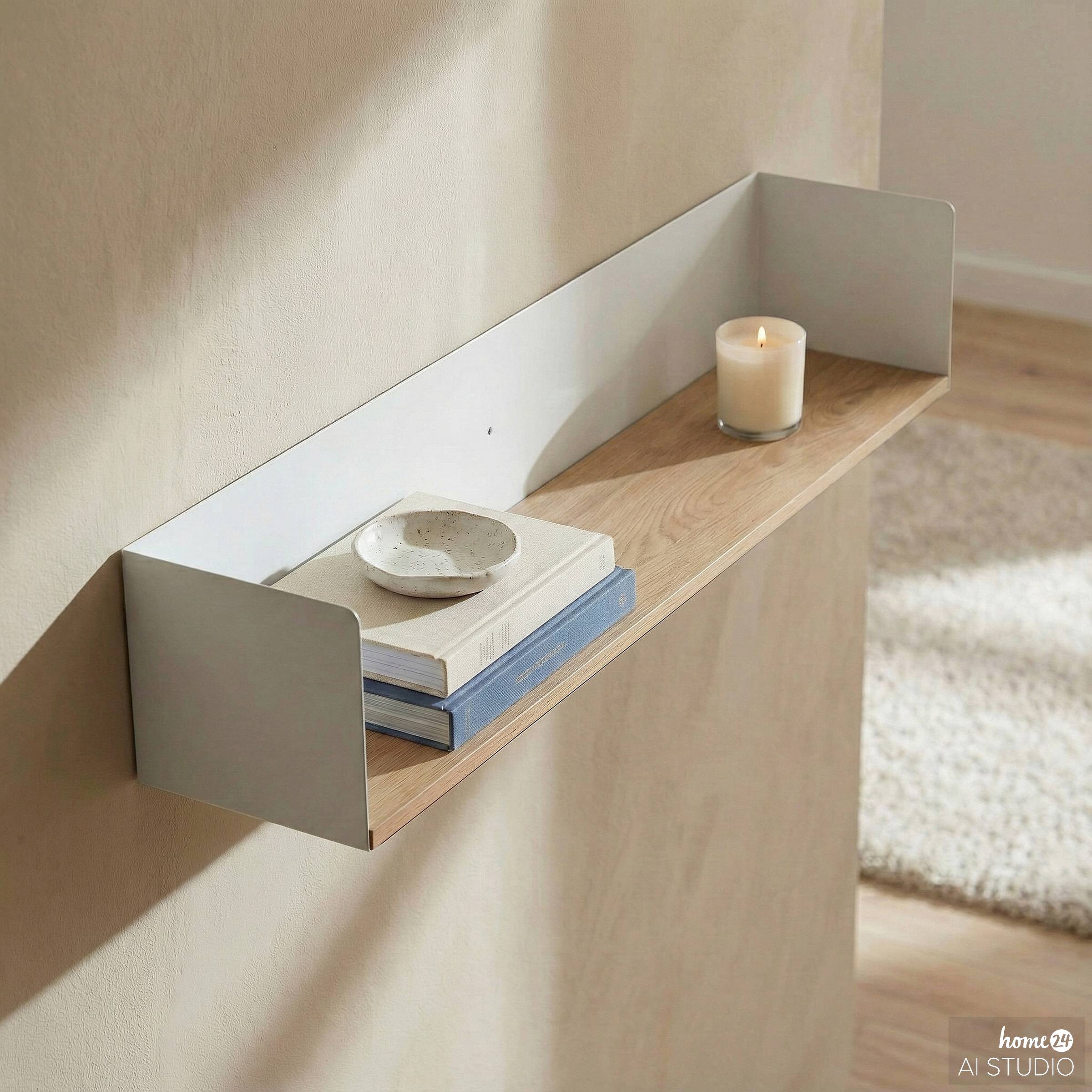 Beikou Wall Shelf Type A Real Wood Veneer Fir White 60x12cm