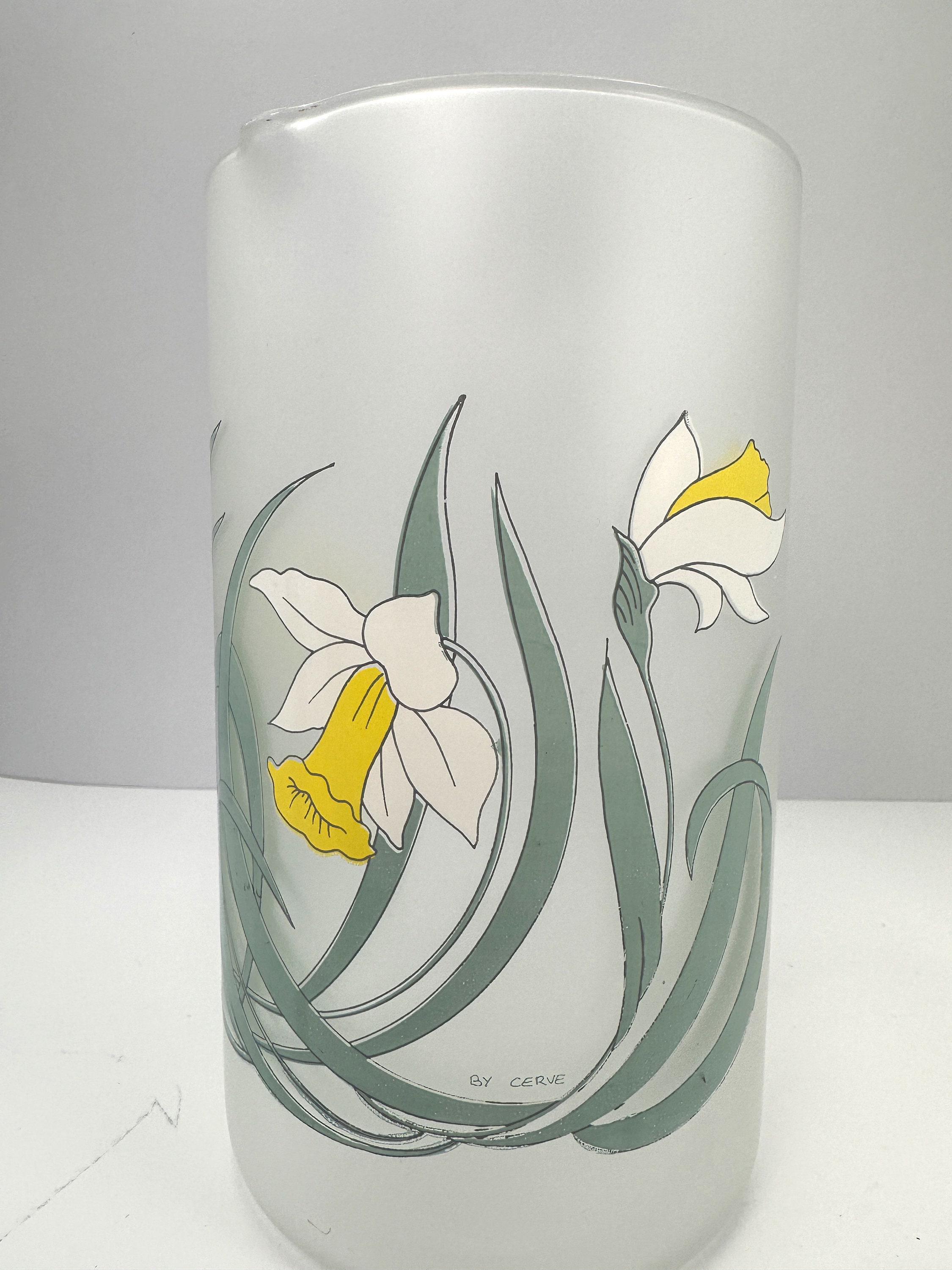 Italian Glass Carafe Glass Floral Pattern Matte Satin