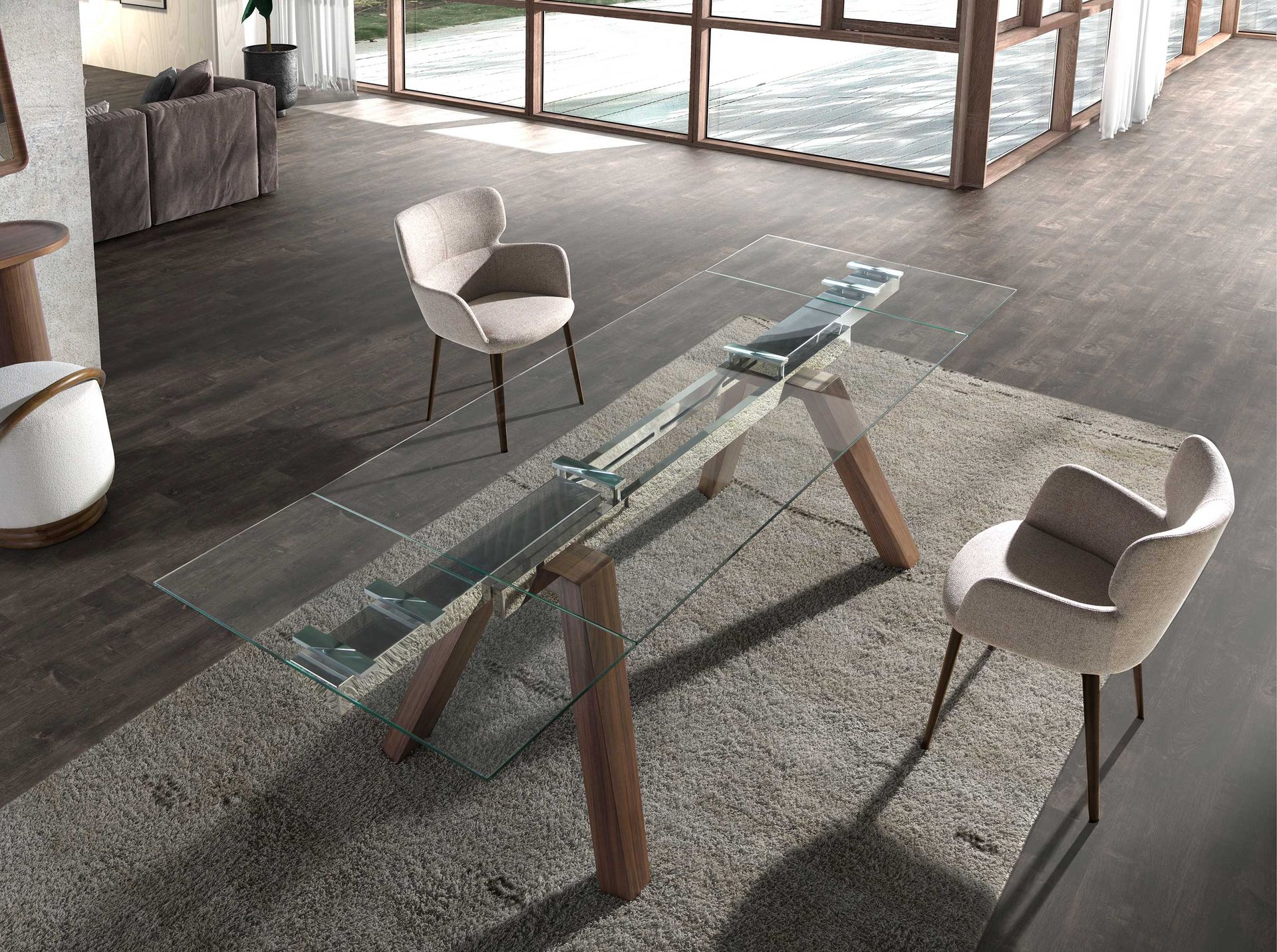 Esszimmerstuhl Textil Hellbraun