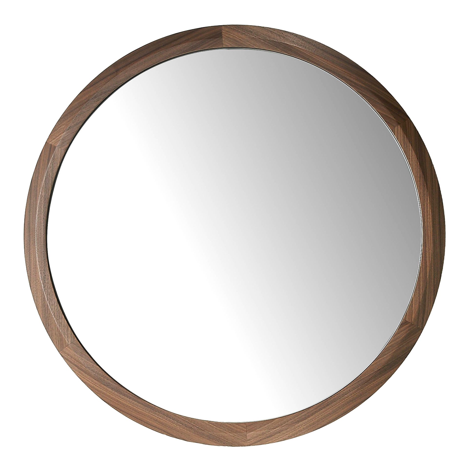 Round Wall Mirror Walnut
