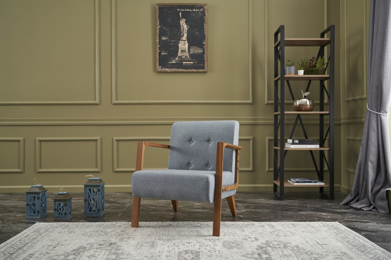Kemer Armchair Wood Veneer Light Blue