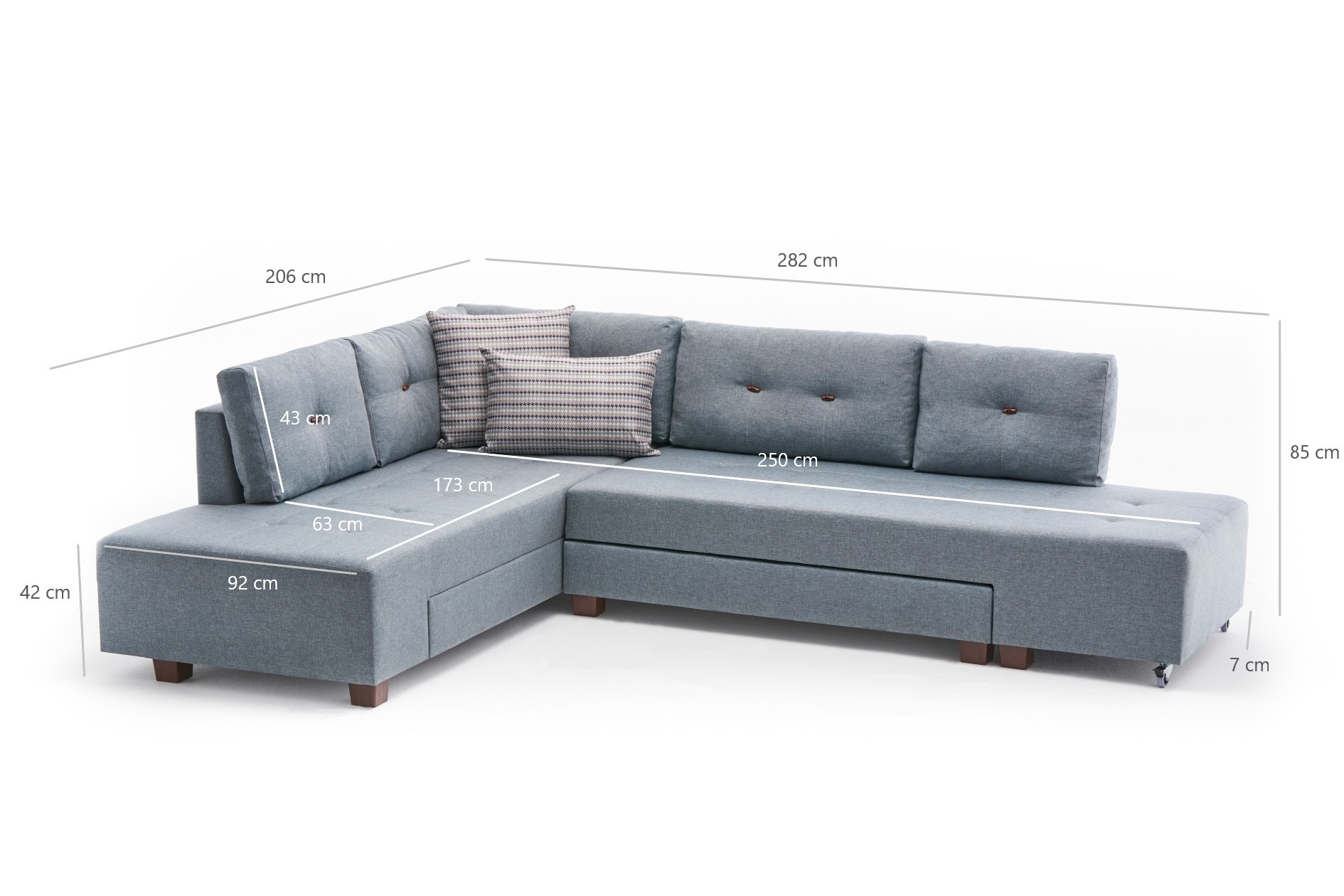 Schlafsofa Links Polyester Holz Hellblau