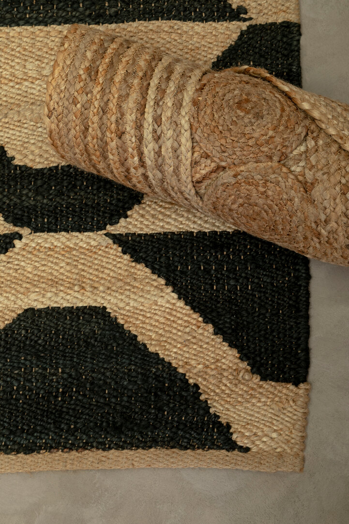 Bosie Demir Runder Schwarzer Jute-Teppich